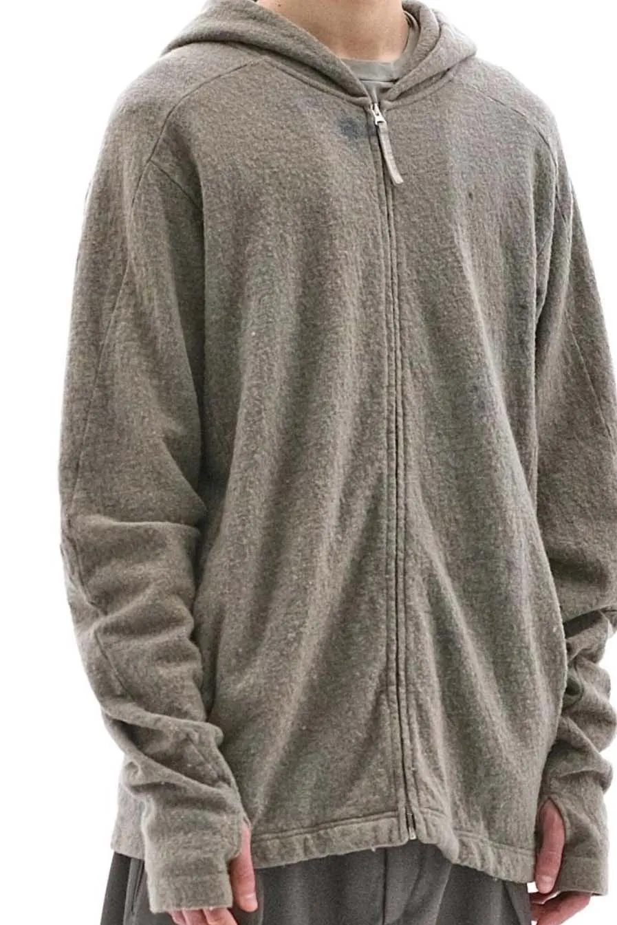 Boiled Wool Shrunken Hoodie Sand