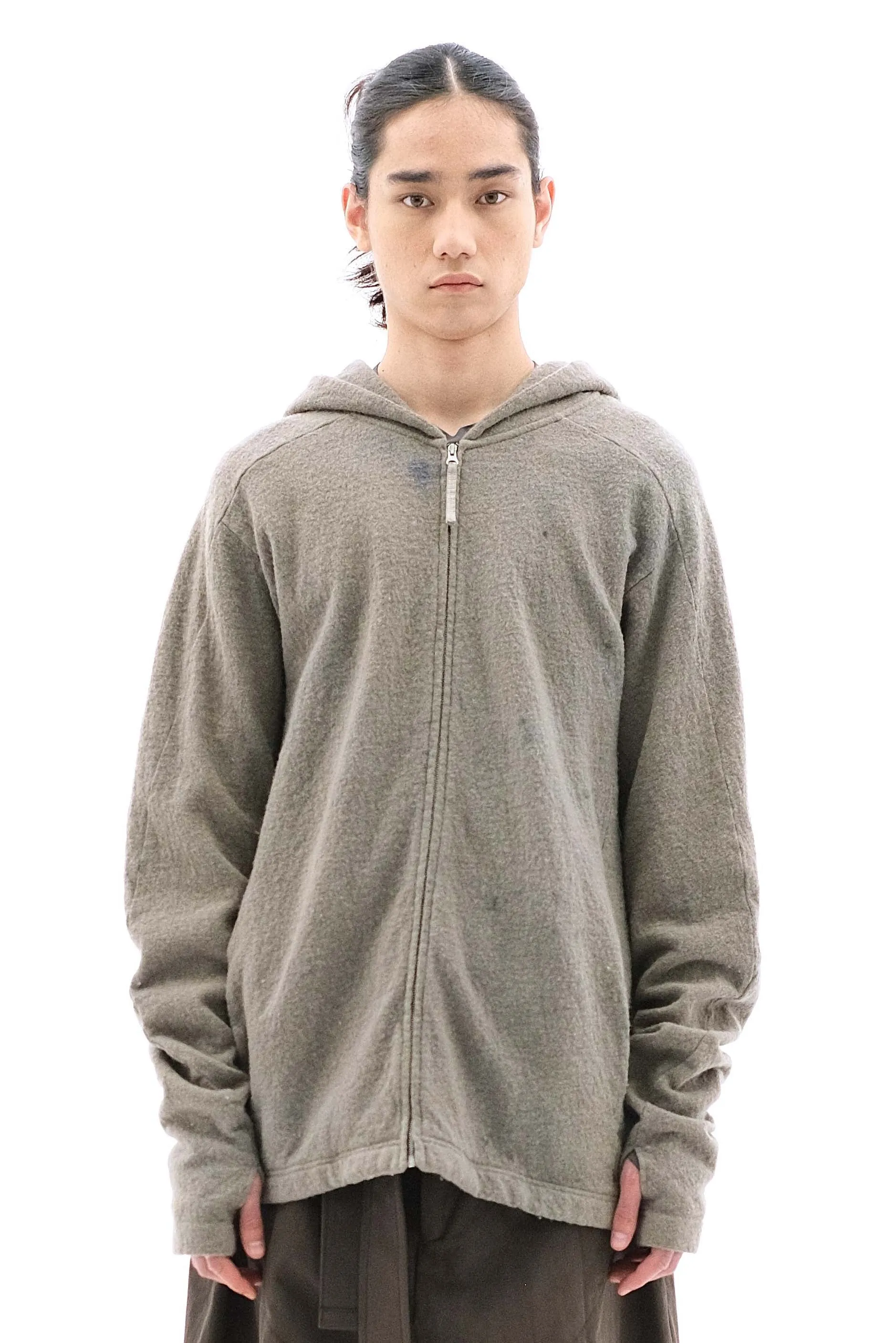 Boiled Wool Shrunken Hoodie Sand