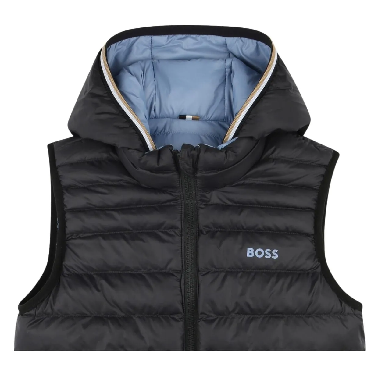 BOSS Kids Medium Grey Reversible Hooded Gilet