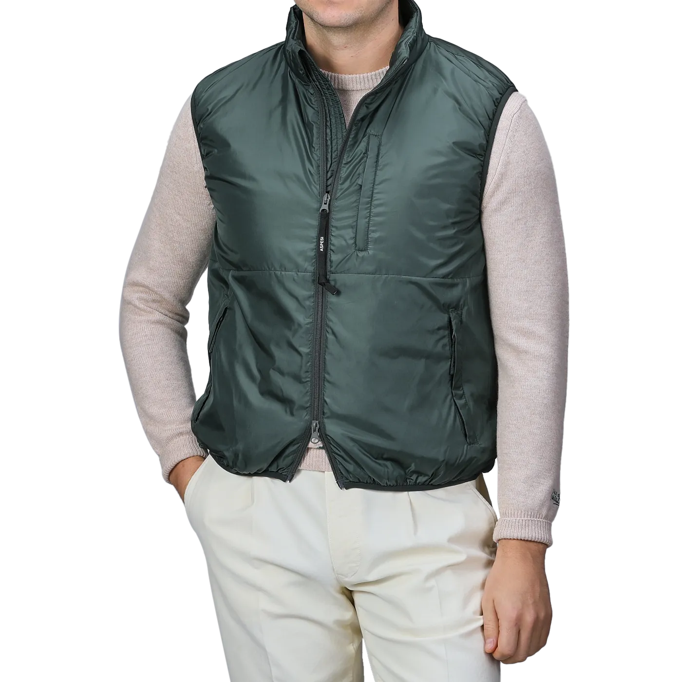 Bottle Green Nylon Taffeta Thermore Jil Gilet