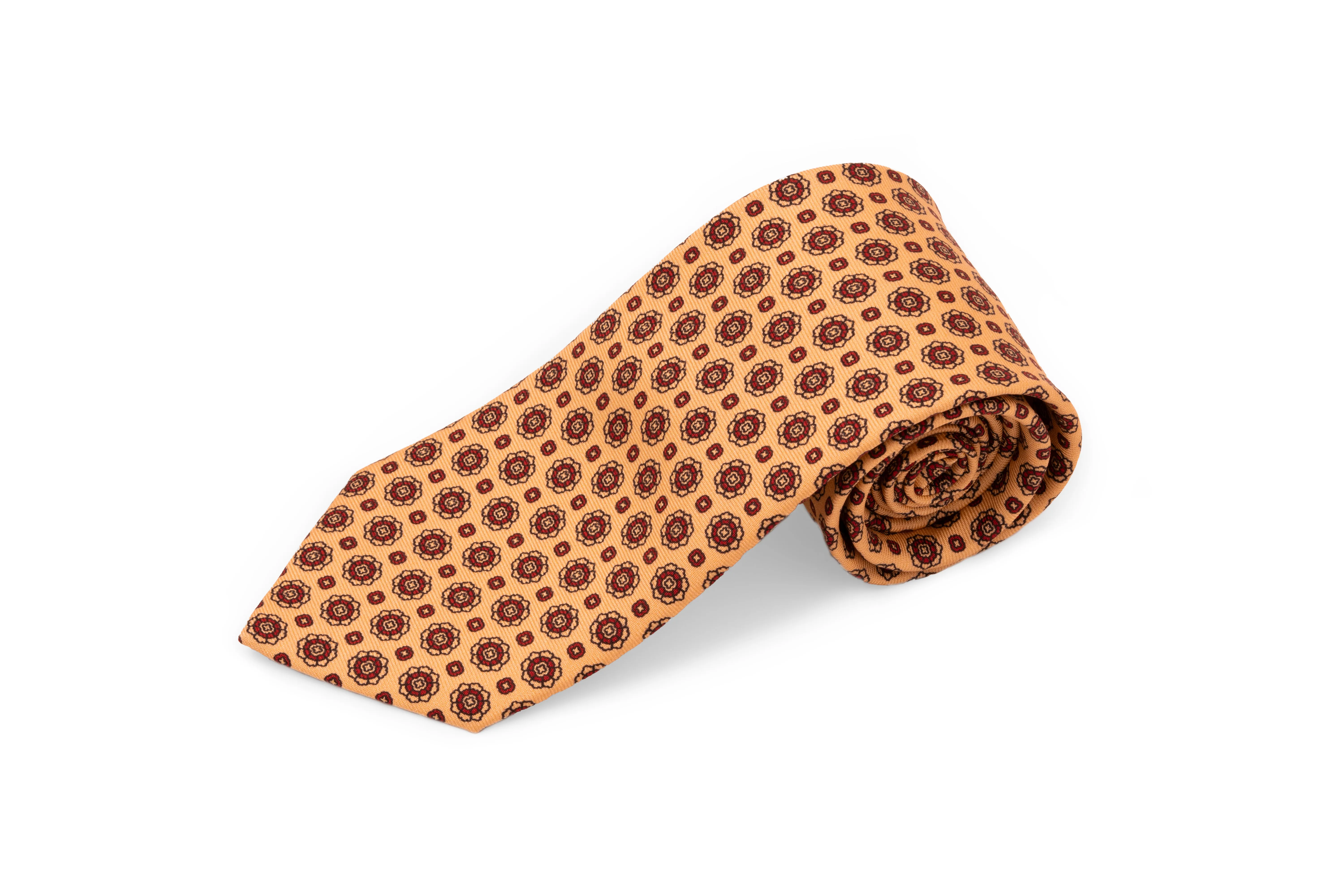 Buff & Red Printed Madder Silk Tie