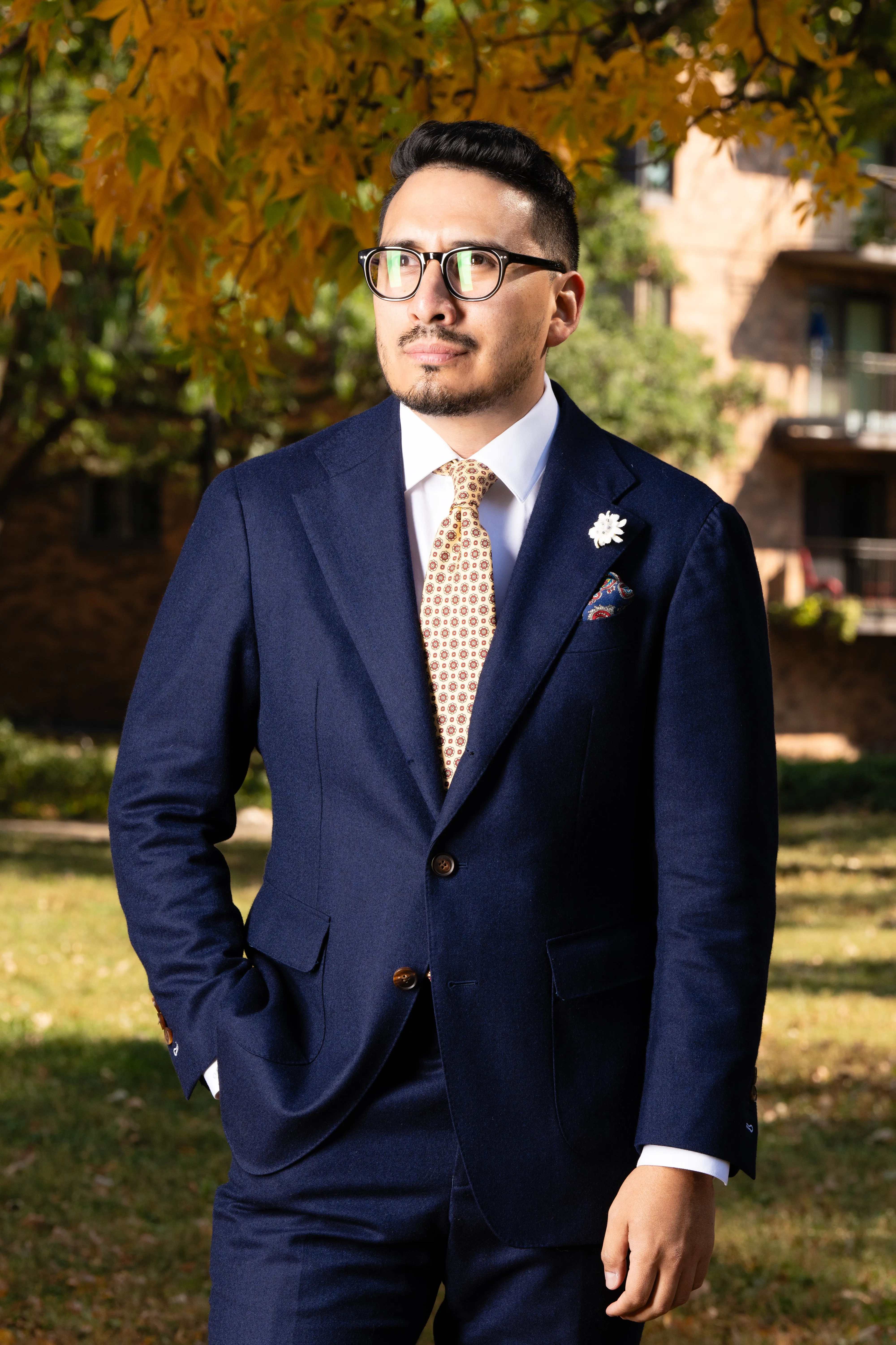 Buff & Red Printed Madder Silk Tie