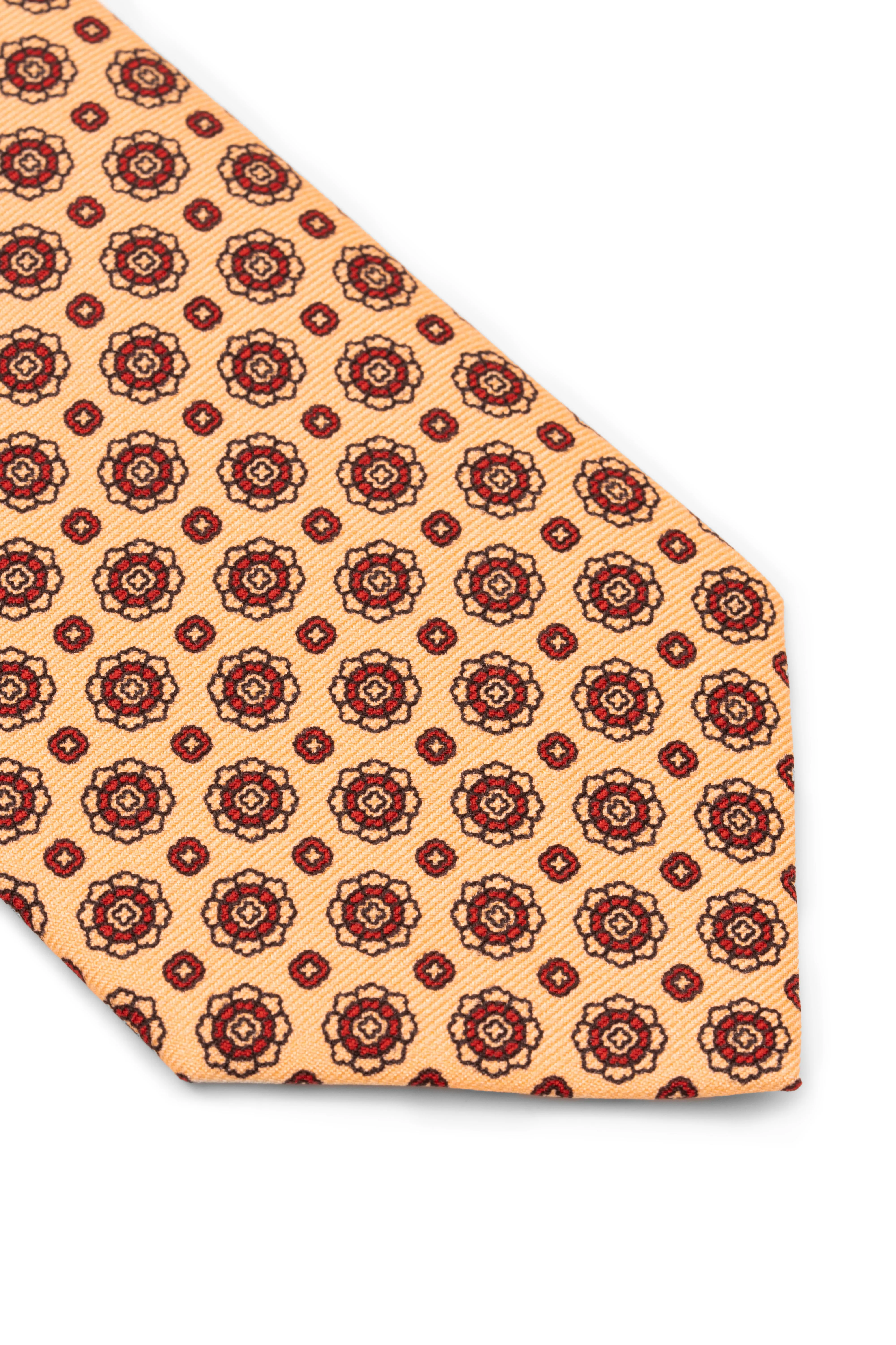 Buff & Red Printed Madder Silk Tie