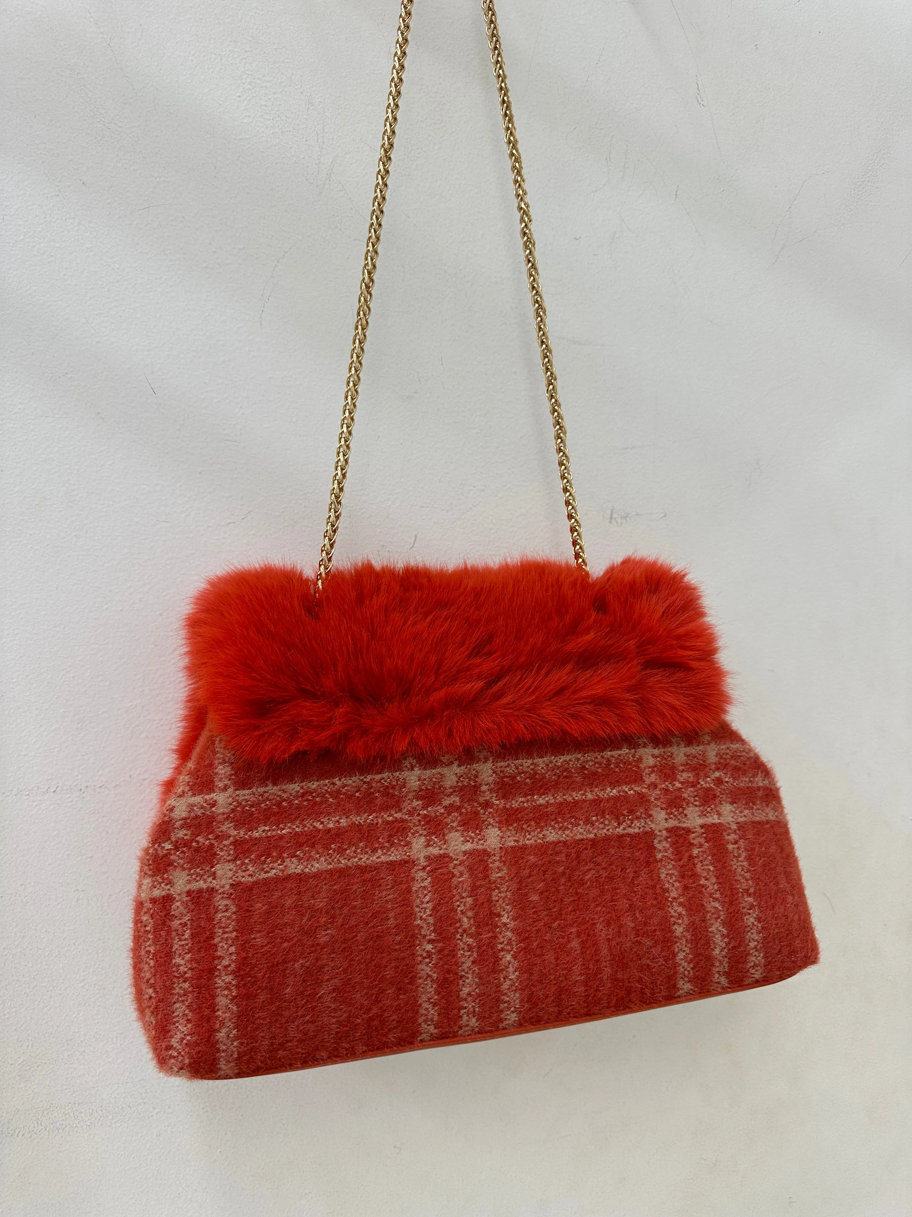 Burnt Orange Faux Fur Handbag