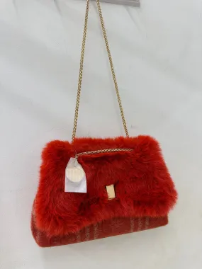 Burnt Orange Faux Fur Handbag