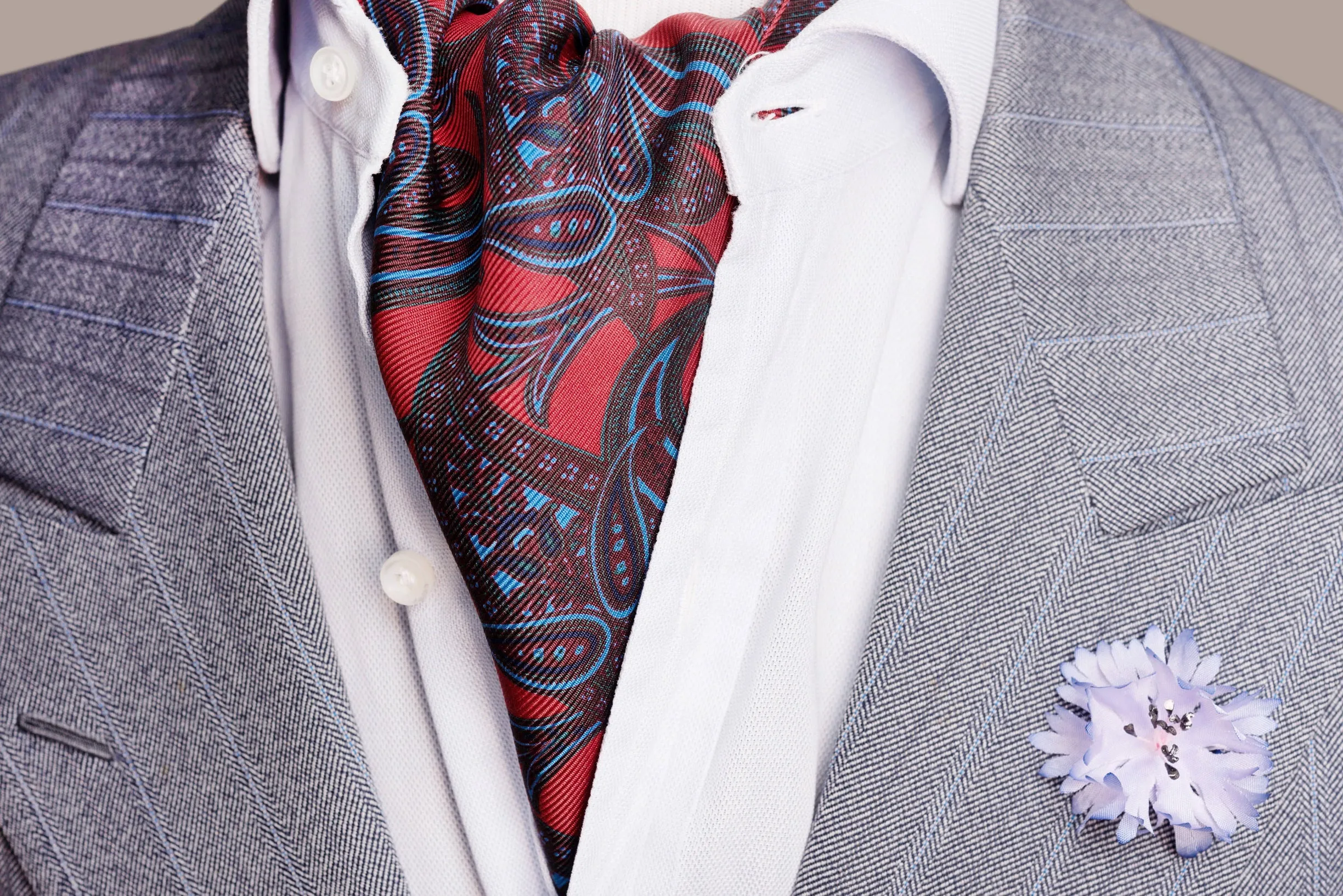 Burnt Orange Paisley Silk Ascot