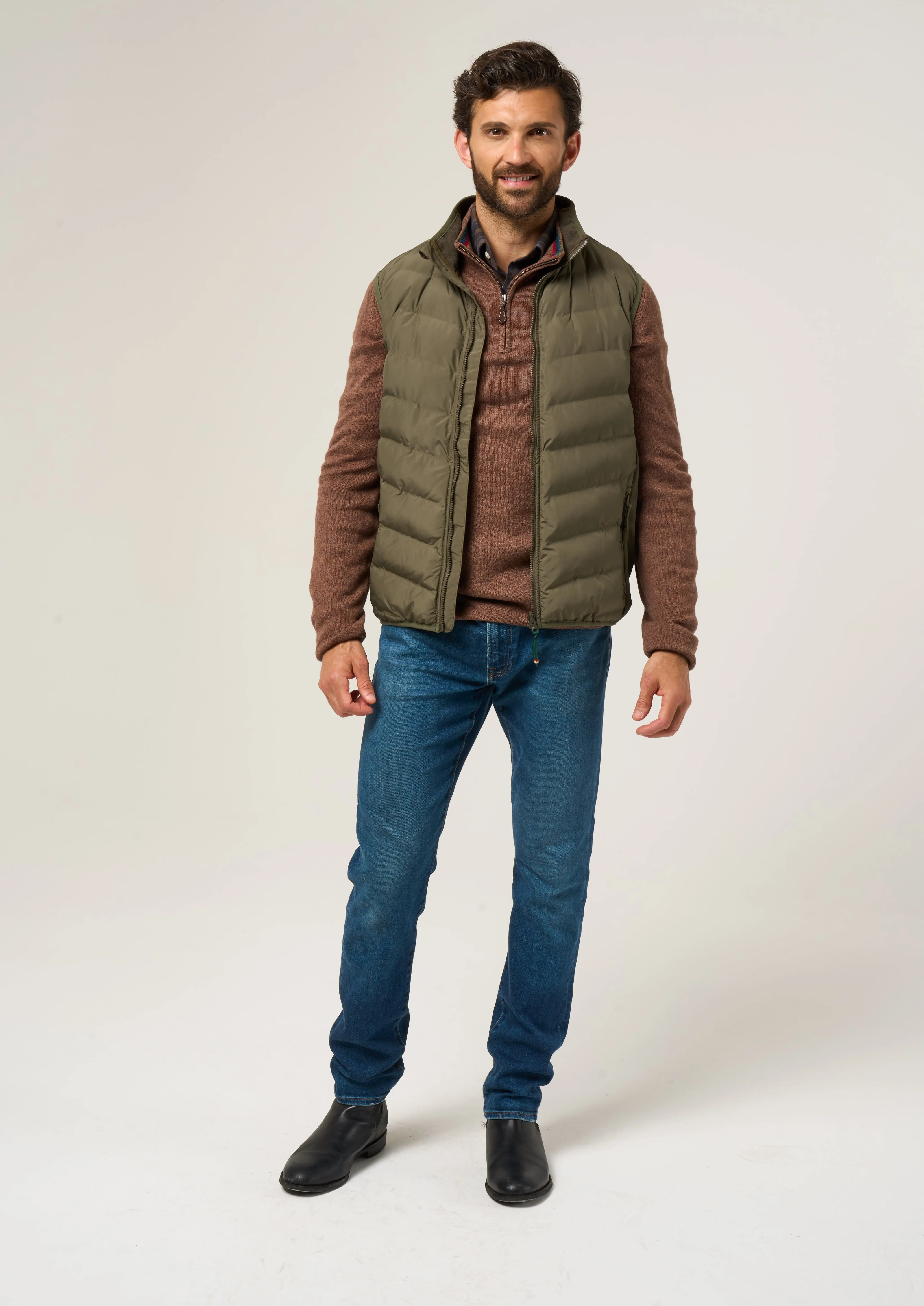 Calsall Men's Hybrid Gilet In Olive - Regular Fit