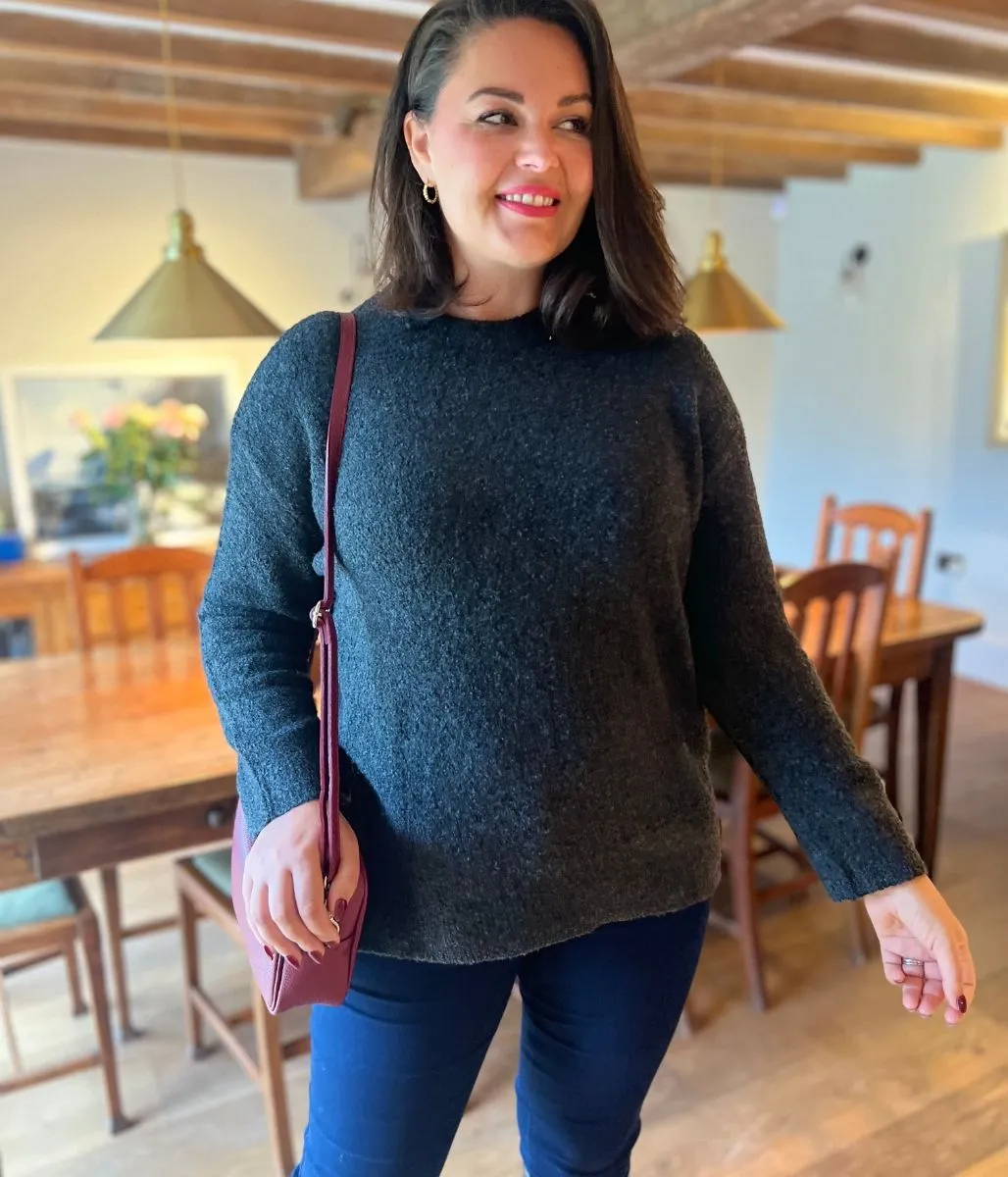 Charcoal Boucle Knit Jumper