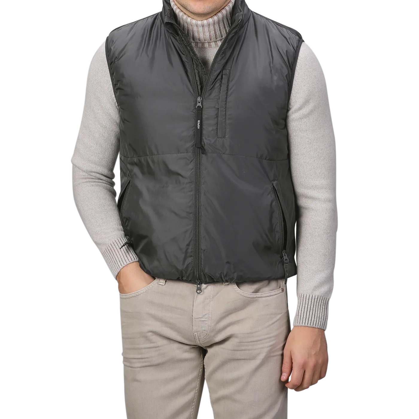 Charcoal Grey Nylon Taffetta Thermore Jil Gilet