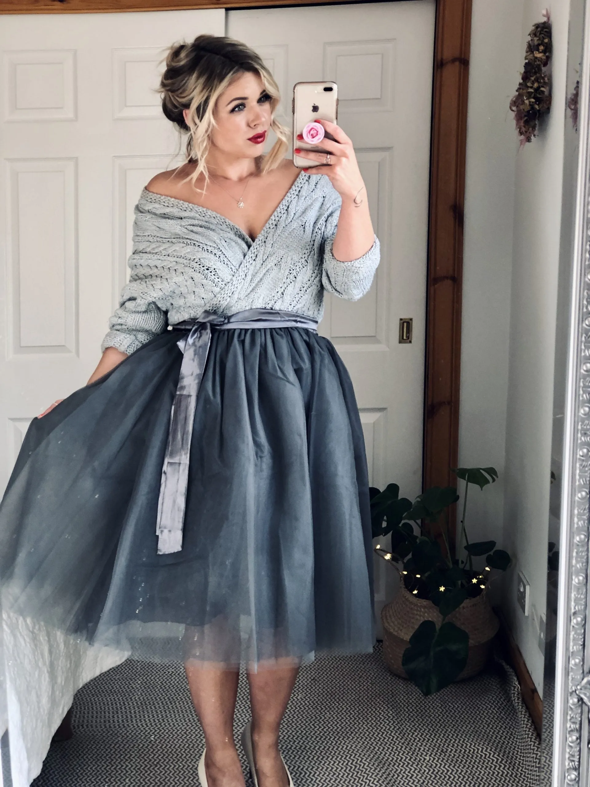 Charcoal Midi Tulle Skirt