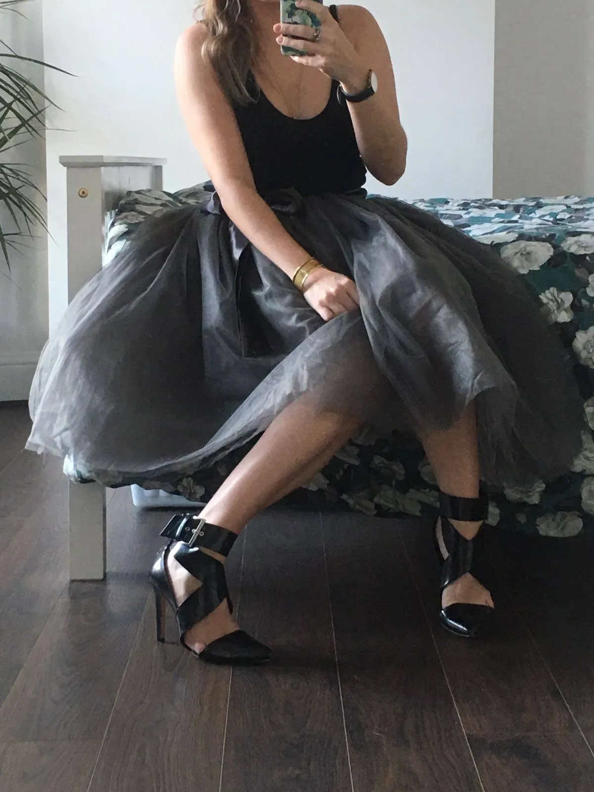 Charcoal Midi Tulle Skirt