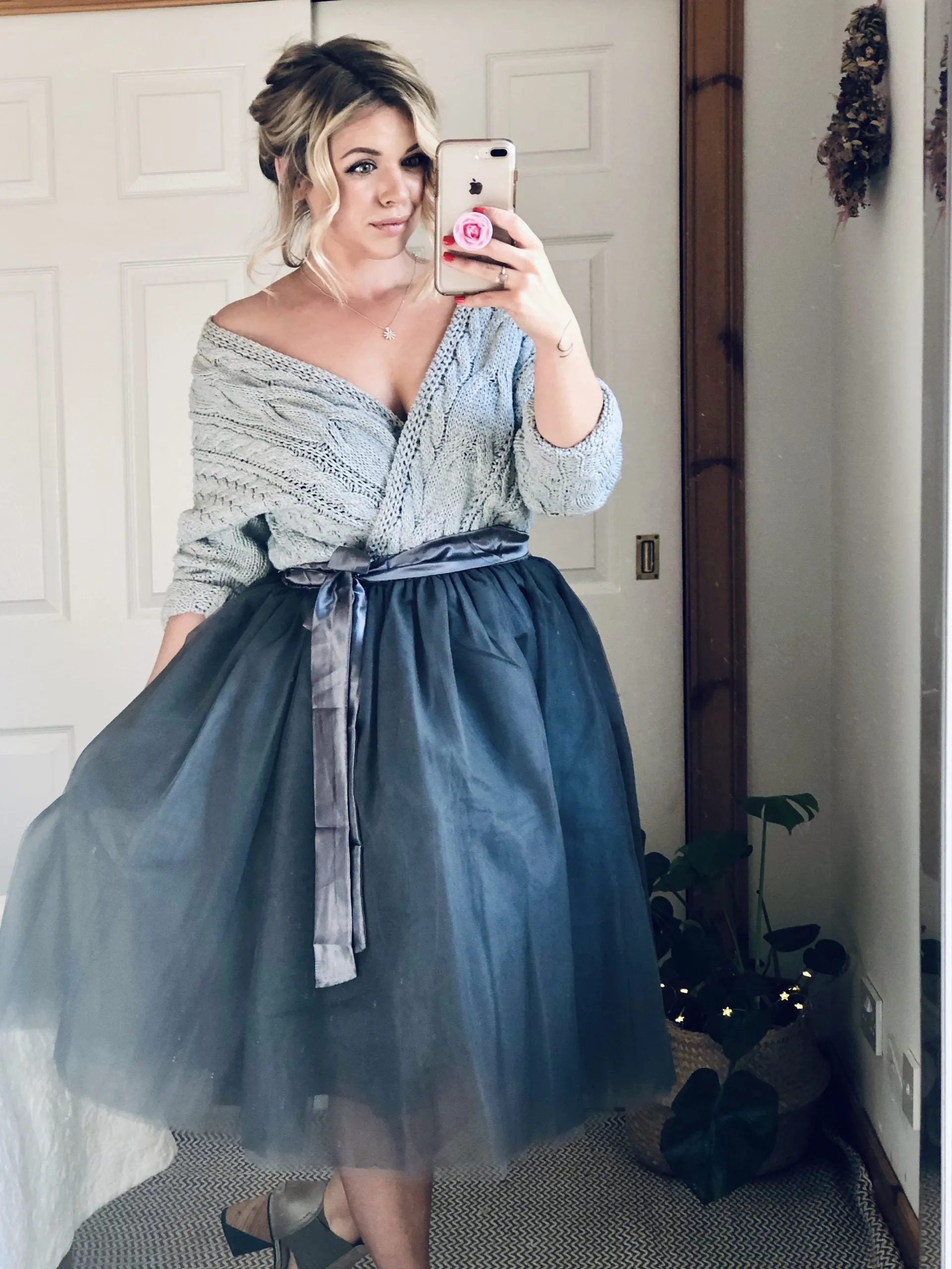 Charcoal Midi Tulle Skirt