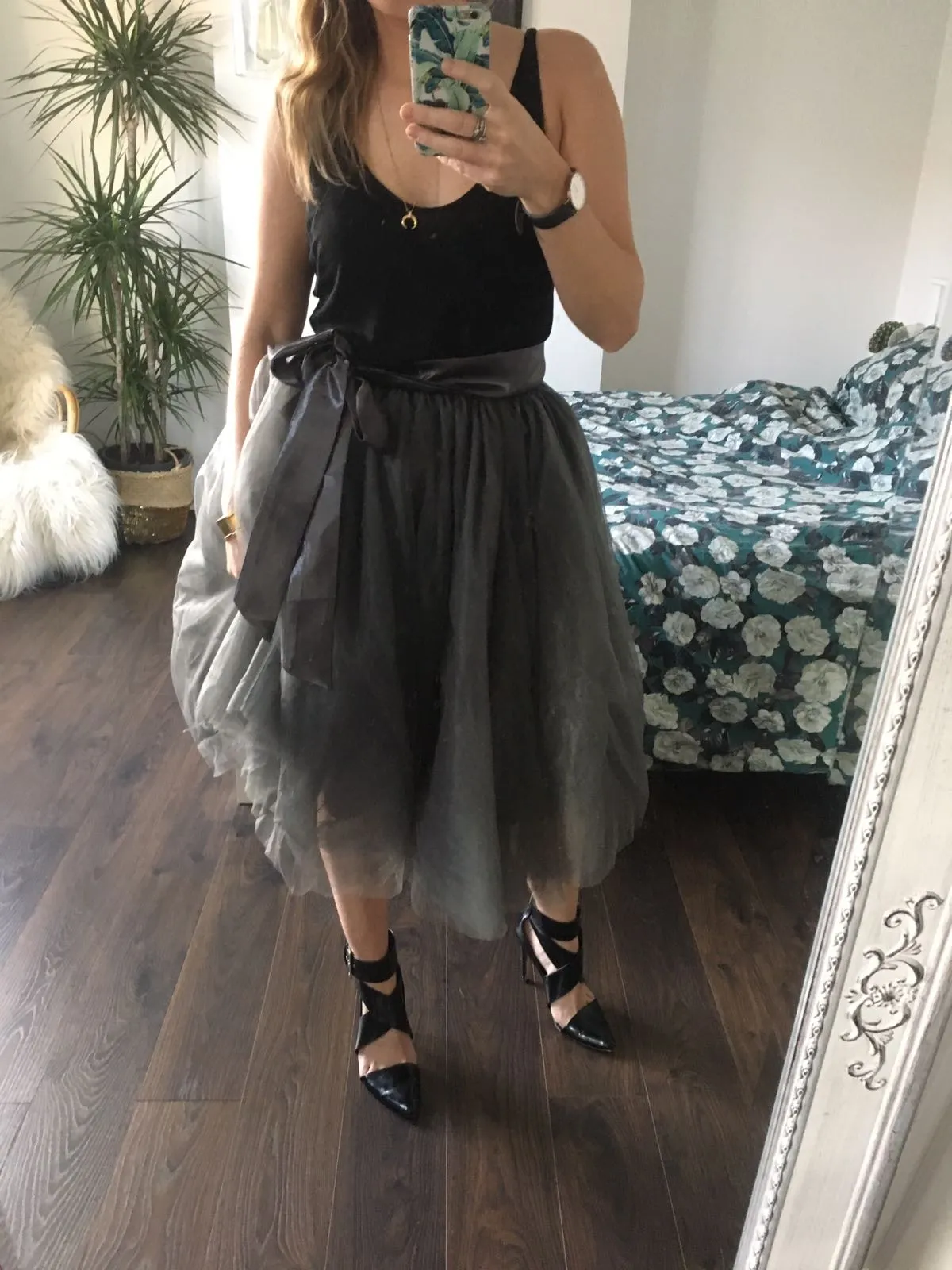 Charcoal Midi Tulle Skirt