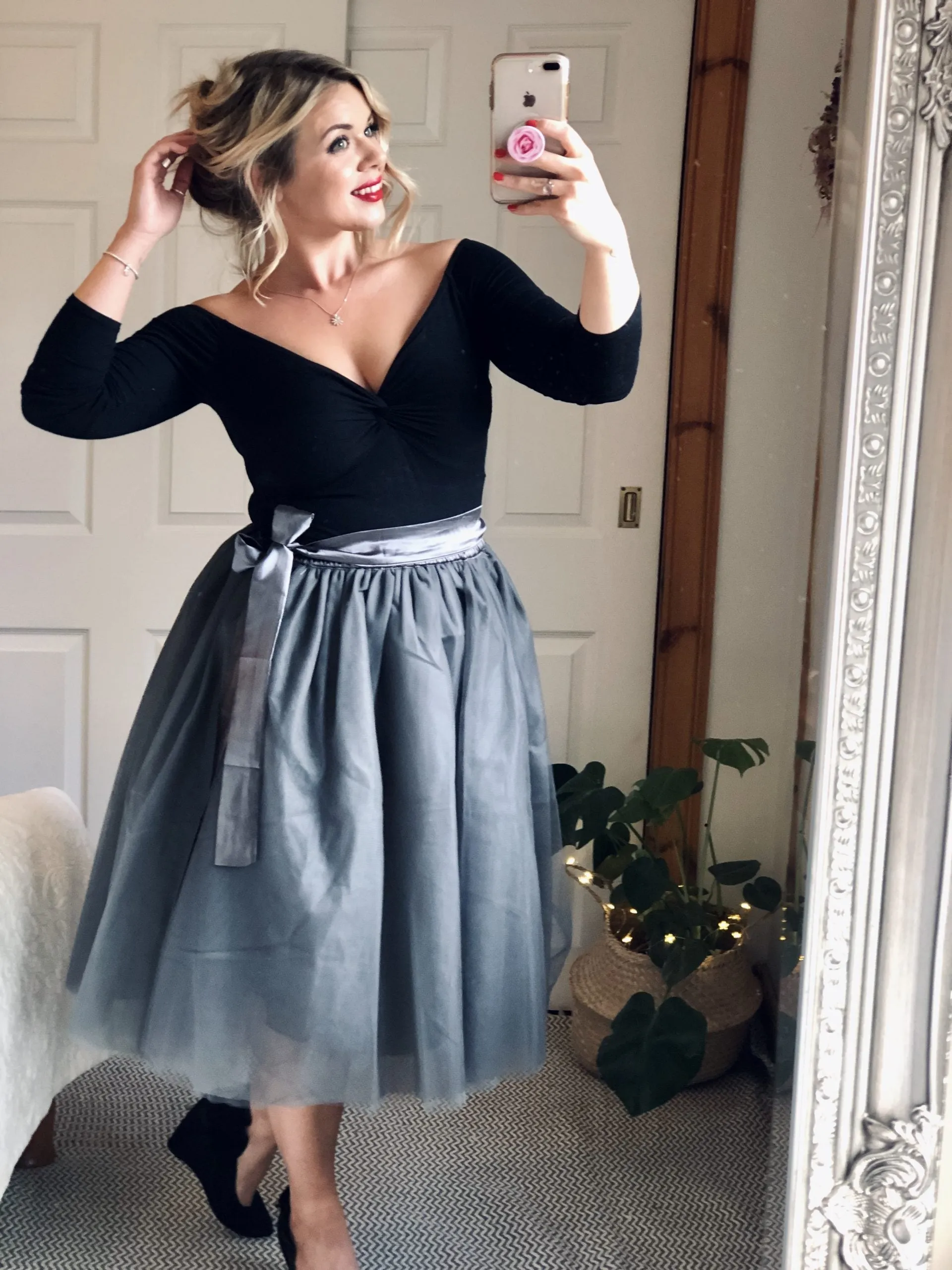 Charcoal Midi Tulle Skirt