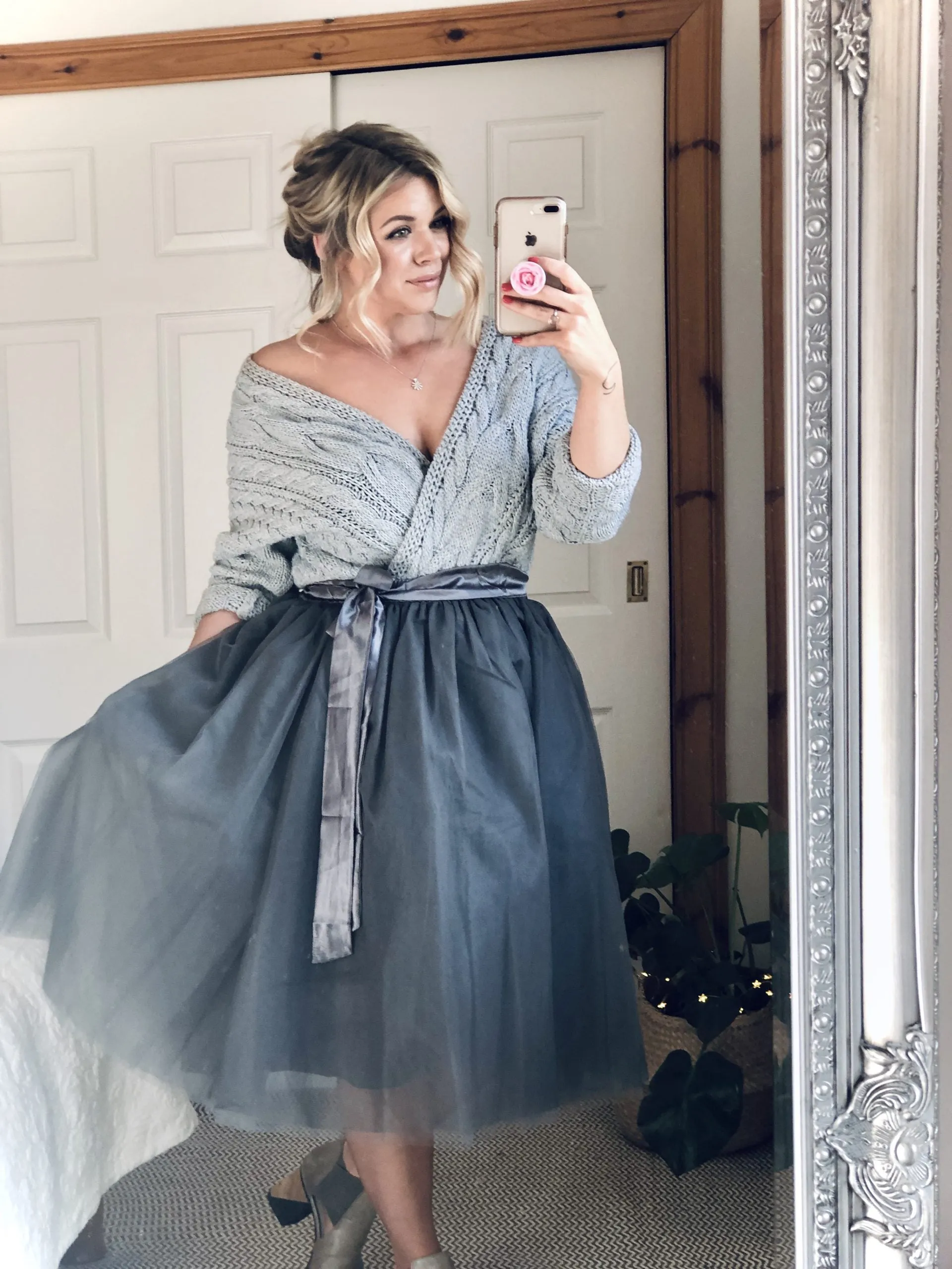 Charcoal Midi Tulle Skirt