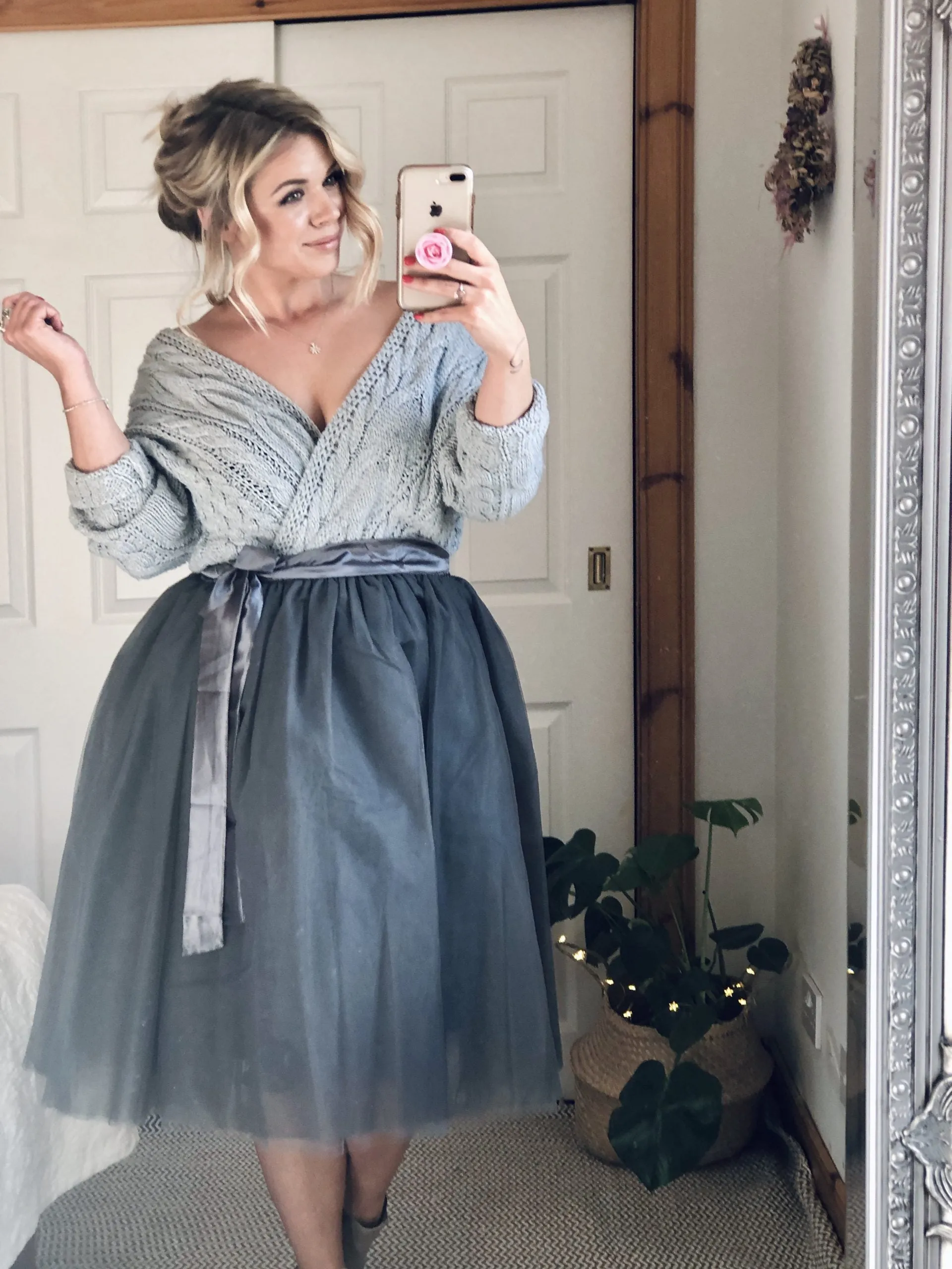 Charcoal Midi Tulle Skirt