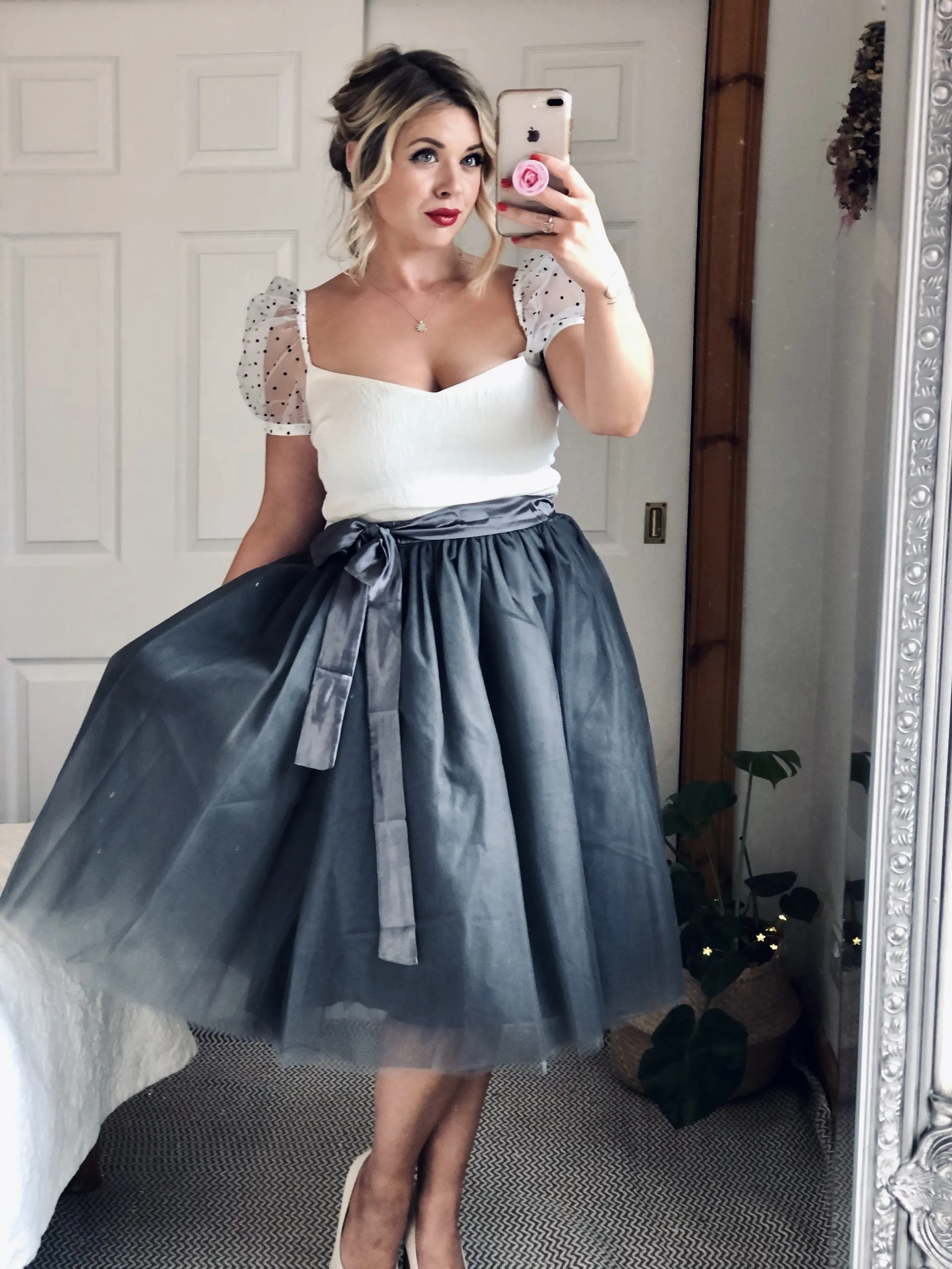 Charcoal Midi Tulle Skirt