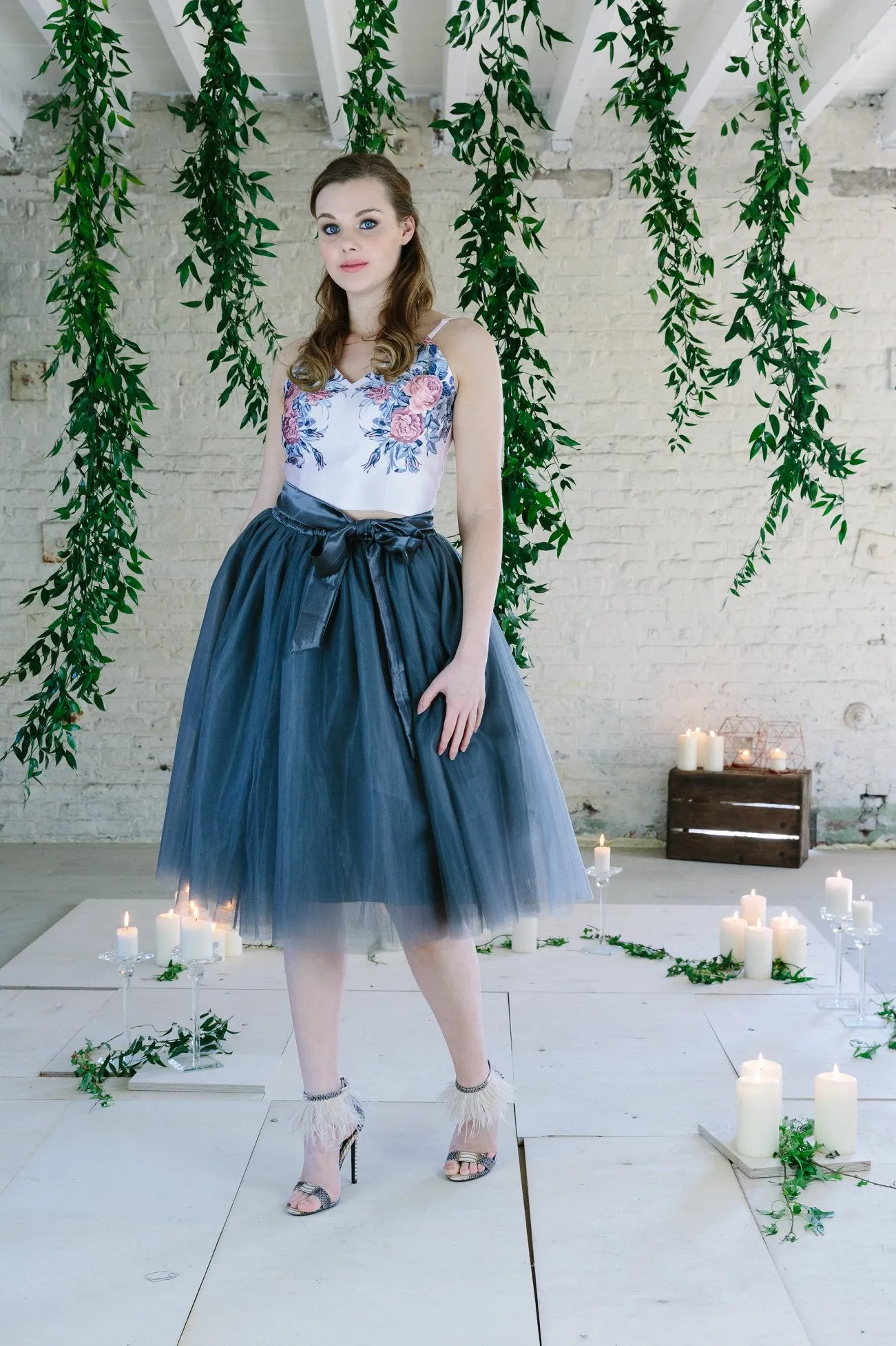 Charcoal Midi Tulle Skirt