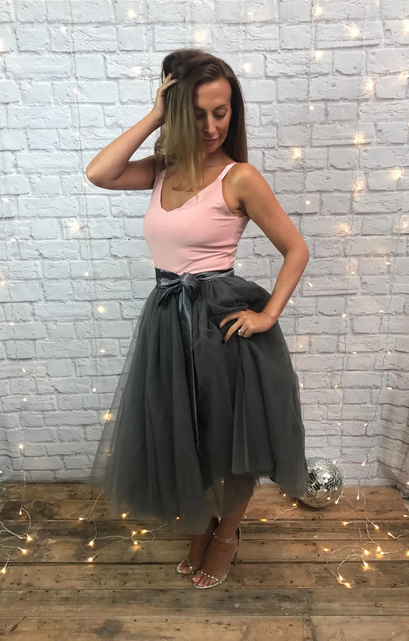 Charcoal Midi Tulle Skirt