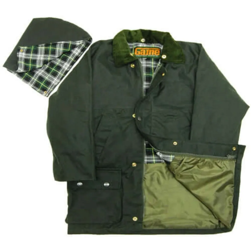 Childrens Quilted Wax Jacket - Game