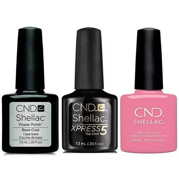 CND - Shellac Xpress5 Combo - Base, Top & Kiss From A Rose (0.25 oz)