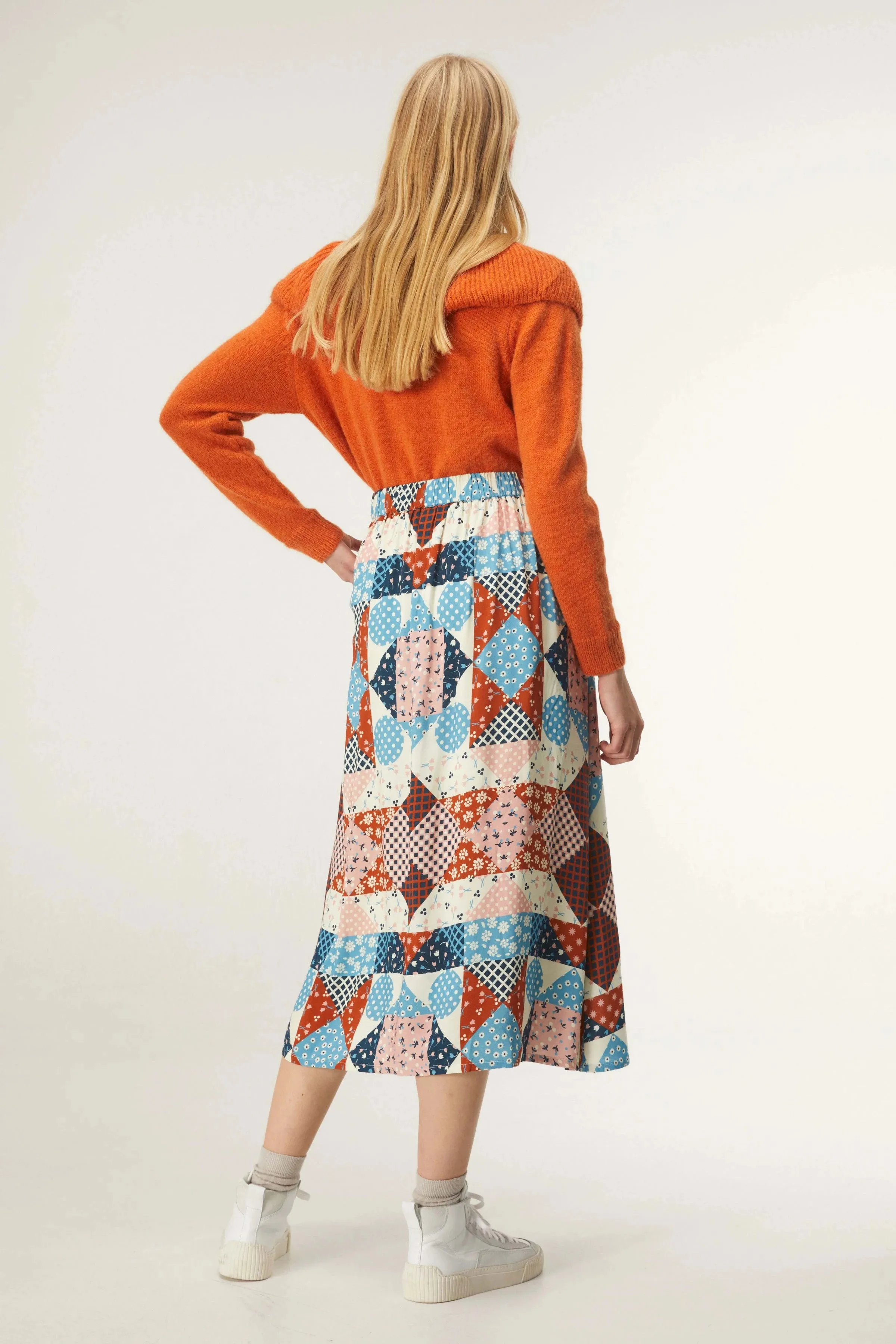 Compania Fantastica Patchwotk Print Midi Skirt