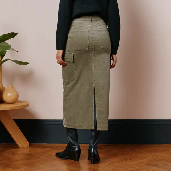 Cord Utility Skirt in Khaki by Albaray