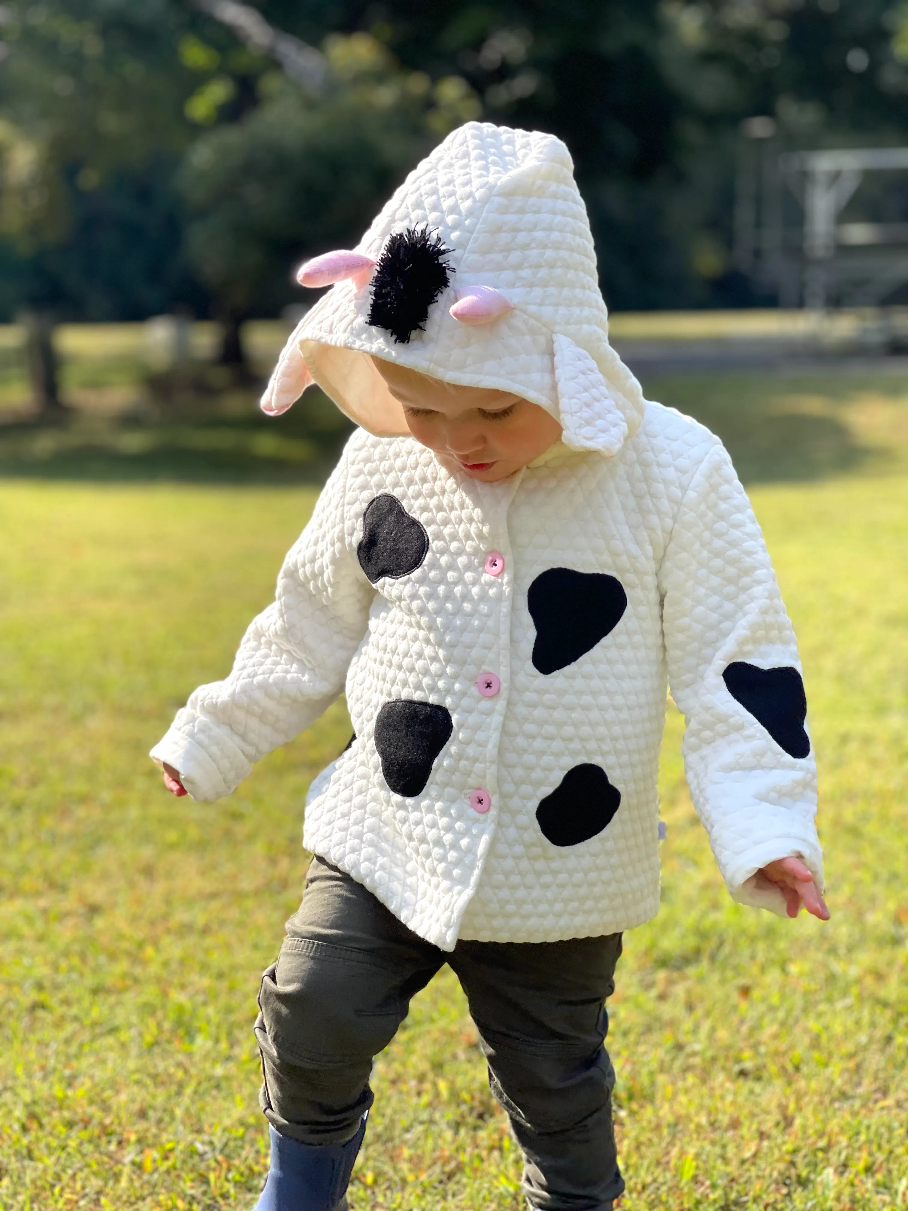 Cow Animal Coat -- Ivory Quilted