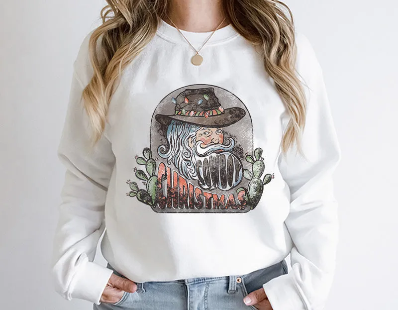 Cowboy Christmas Crewneck Sweatshirt, Western Christmas ,Happy Holidays Country Christmas,Holiday,Western Crewneck Sweatshirt