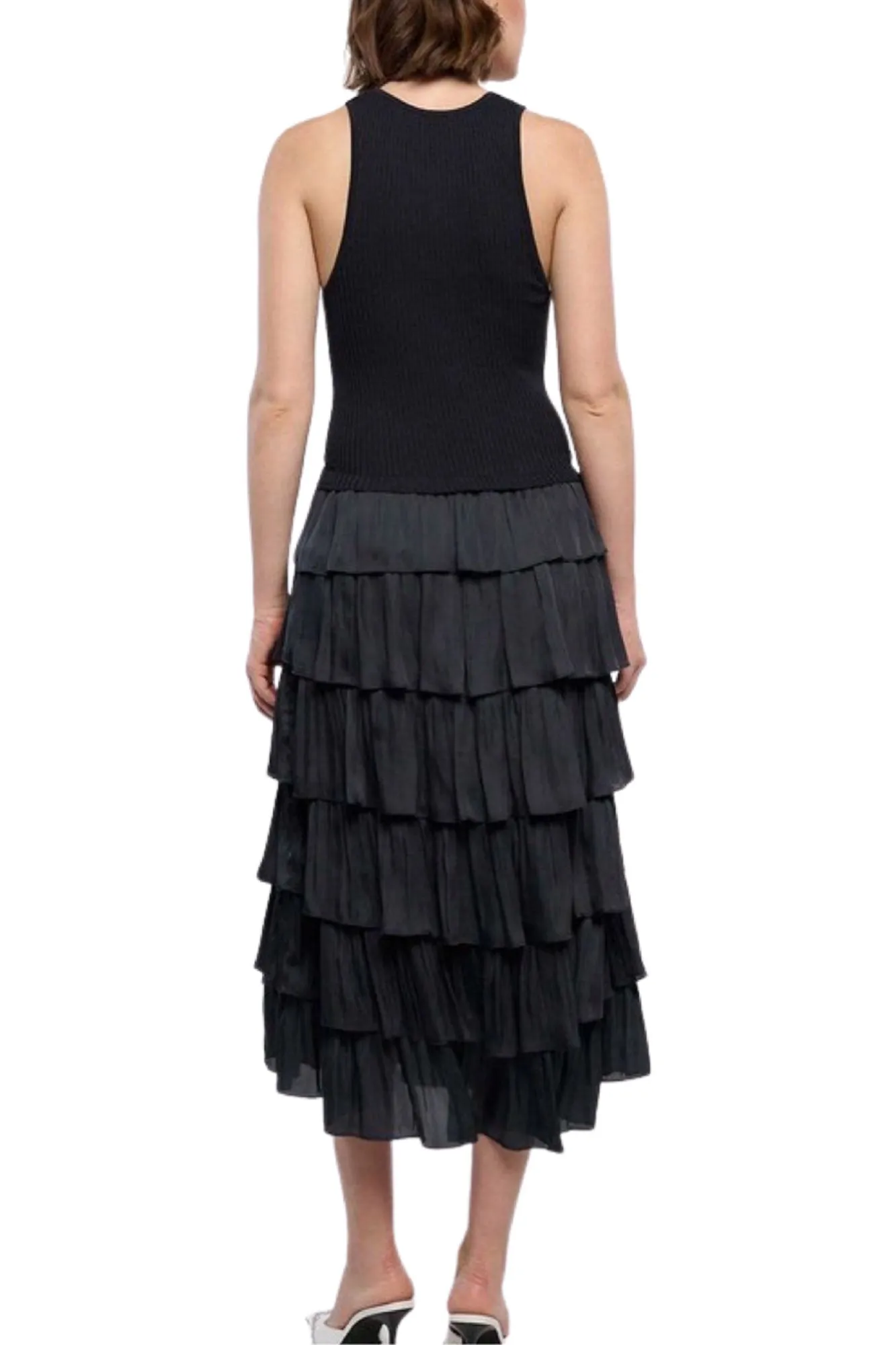 Current Air- Halter Sweater Dress with Contrast Tiered Skirt