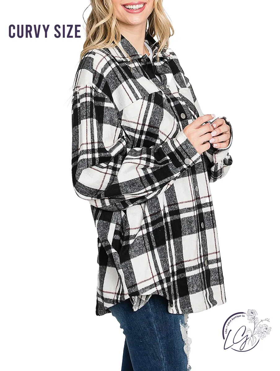 Curvy Remind Me Again Plaid Shacket