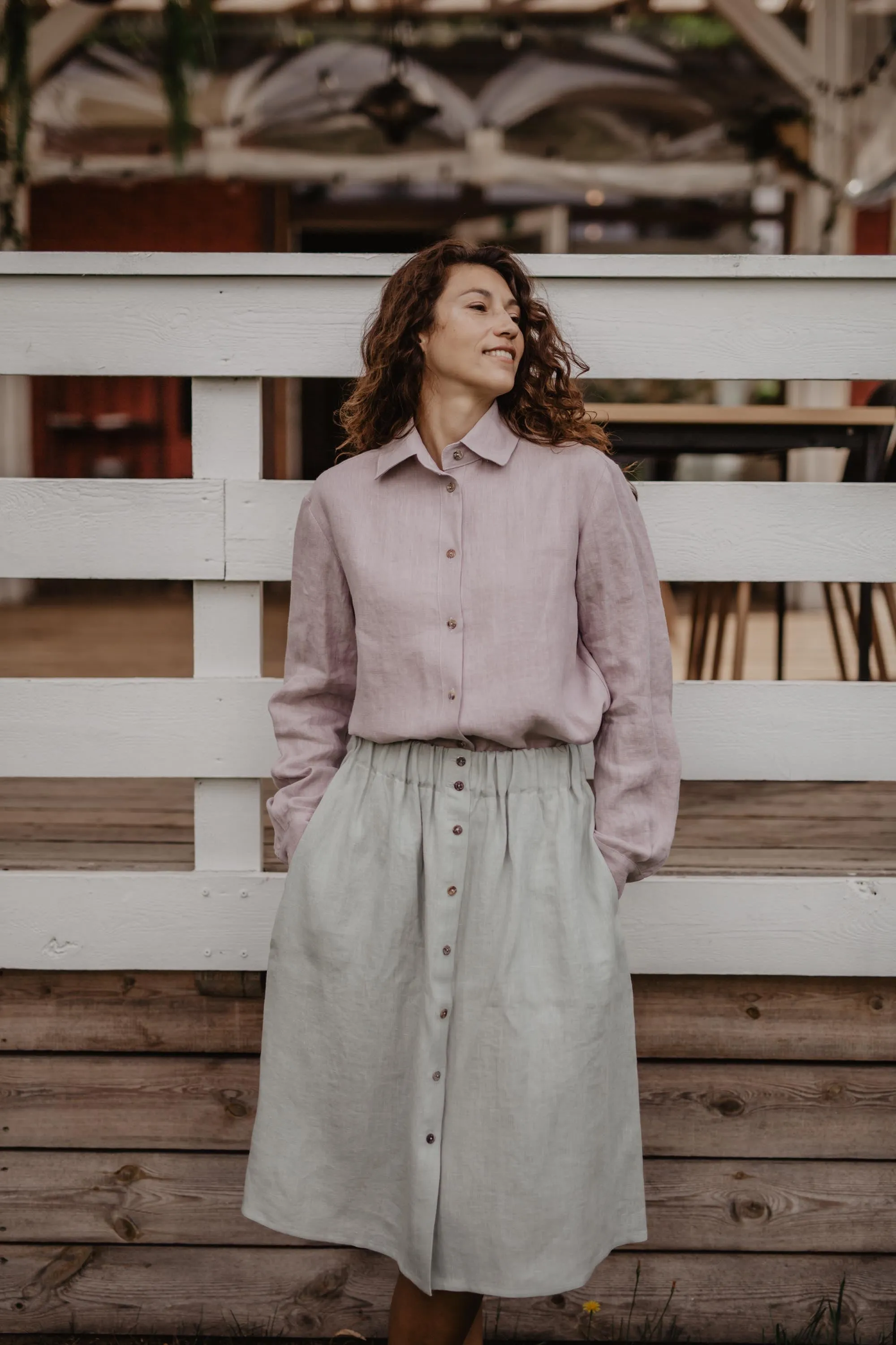 Daisy Linen Skirt With Buttons