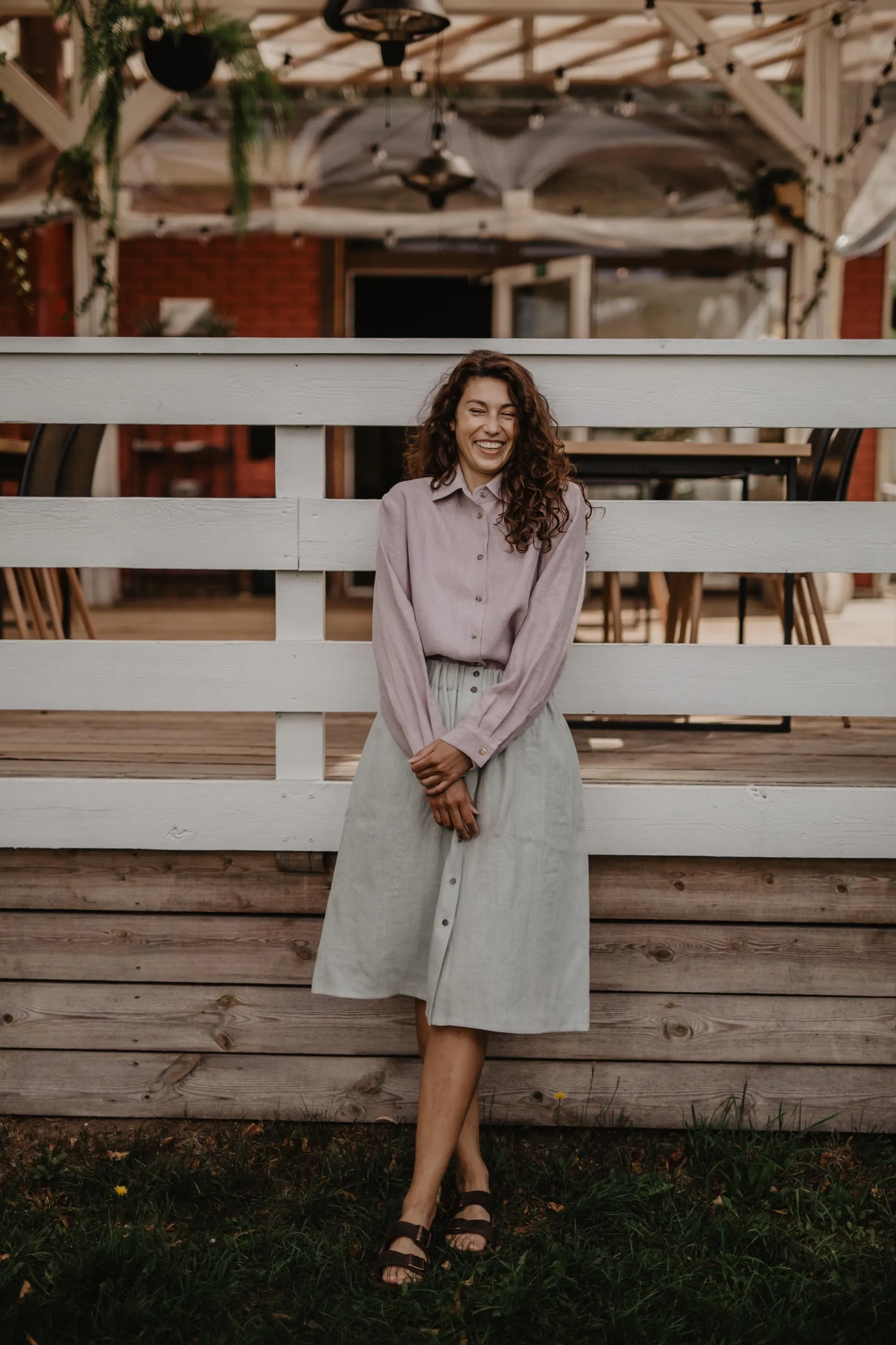 Daisy Linen Skirt With Buttons