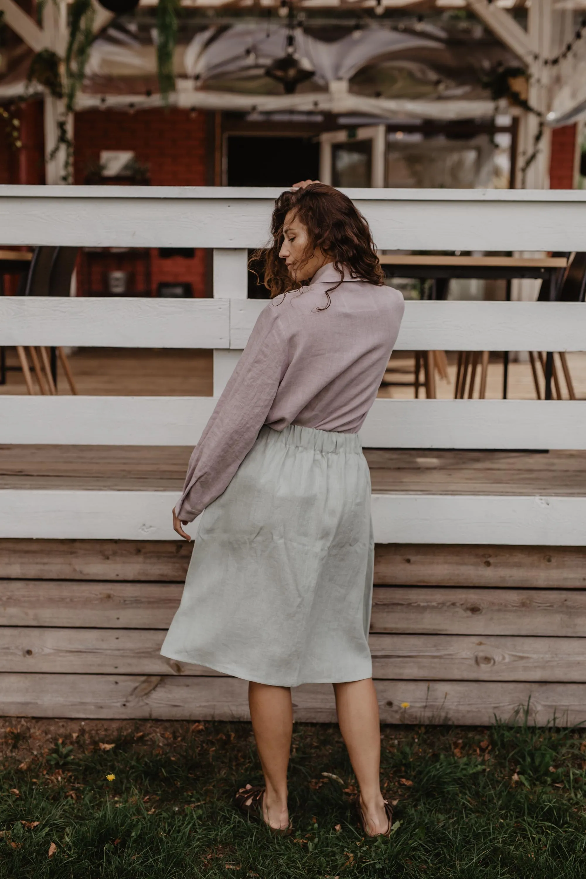 Daisy Linen Skirt With Buttons