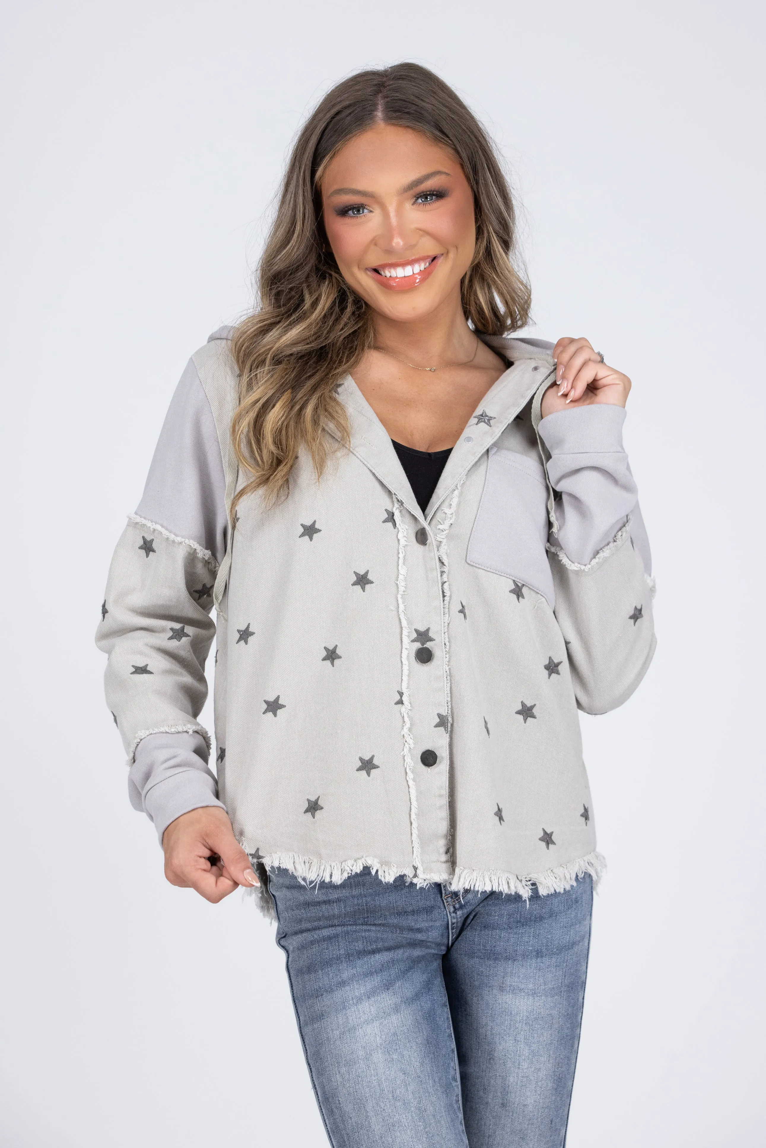 Dancing Amongst The Stars Hooded Shacket