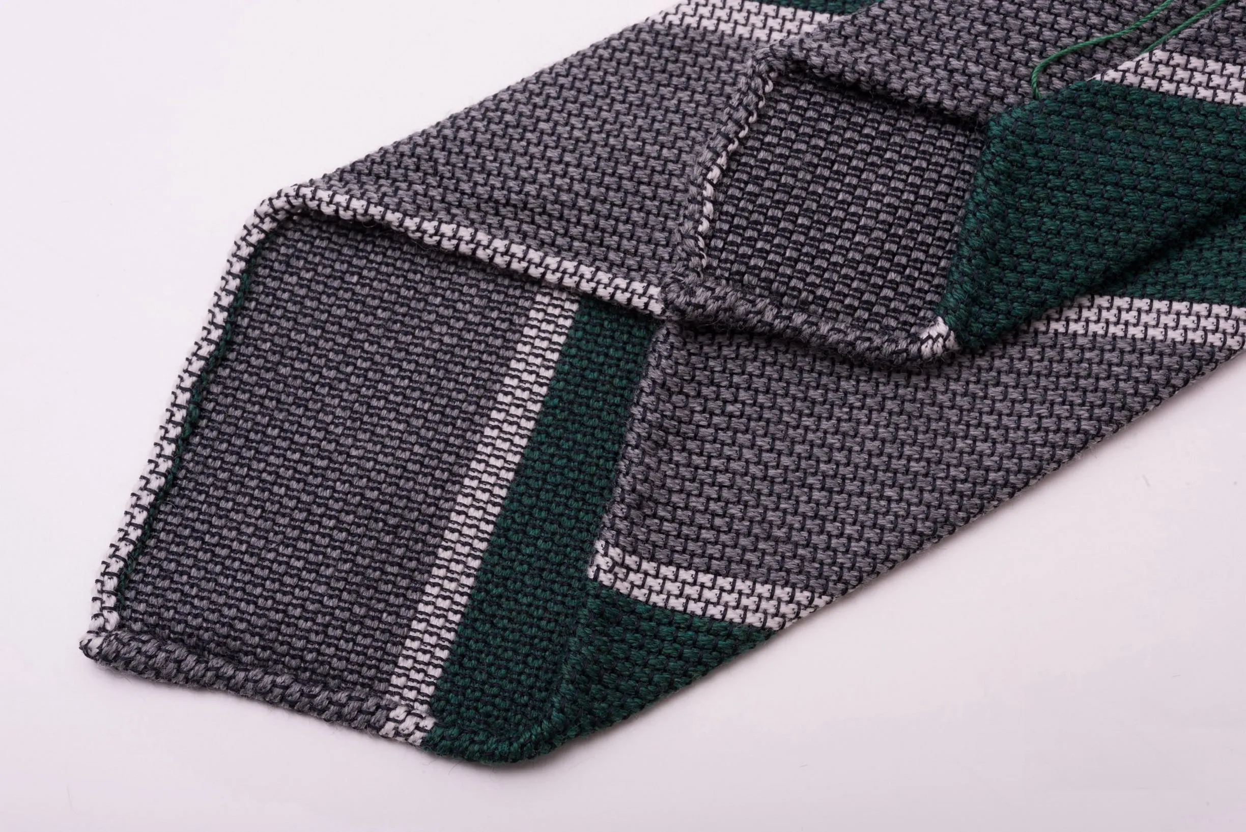 Dark Green & Gray Cashmere Wool Grenadine Tie