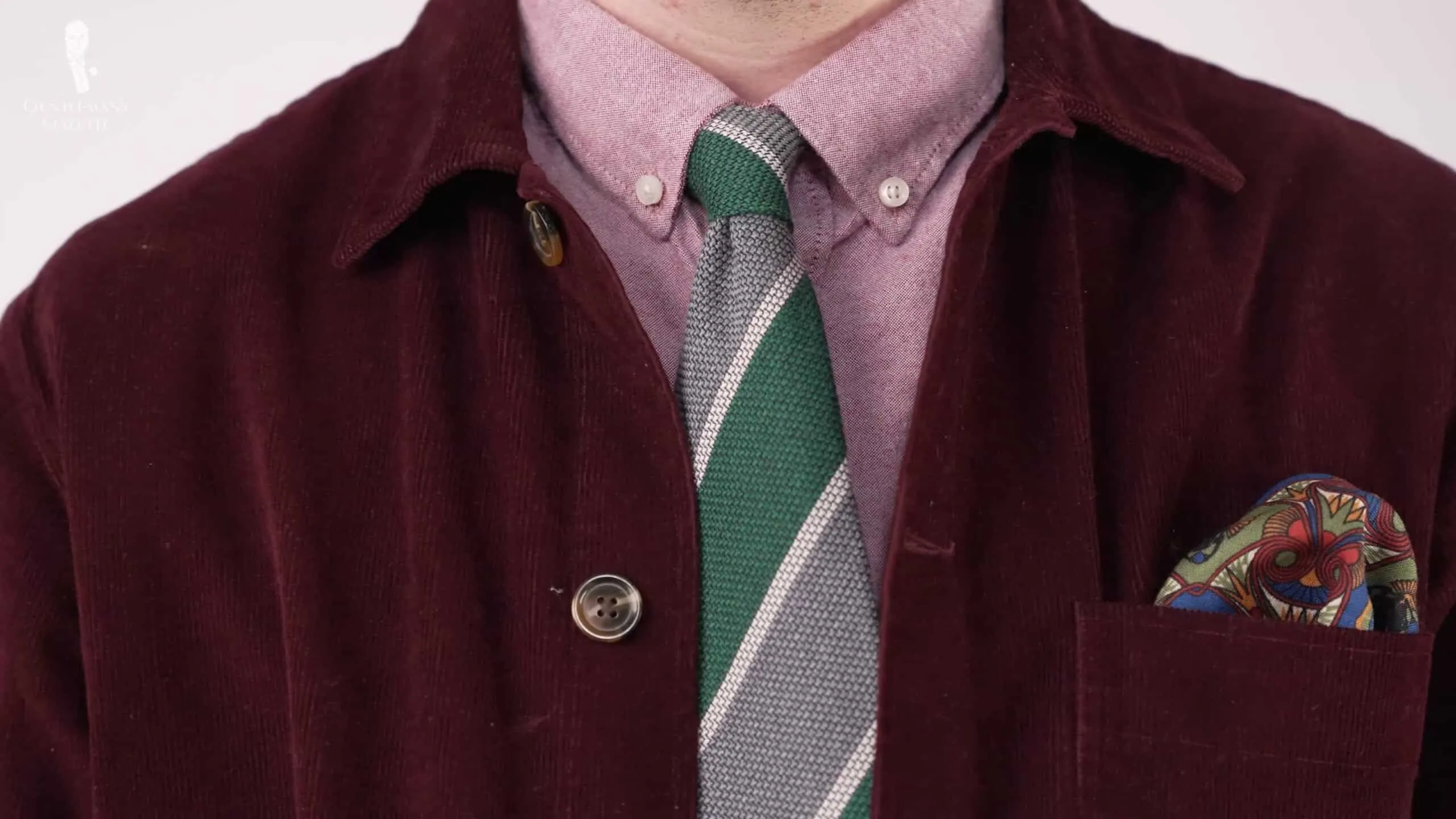 Dark Green & Gray Cashmere Wool Grenadine Tie