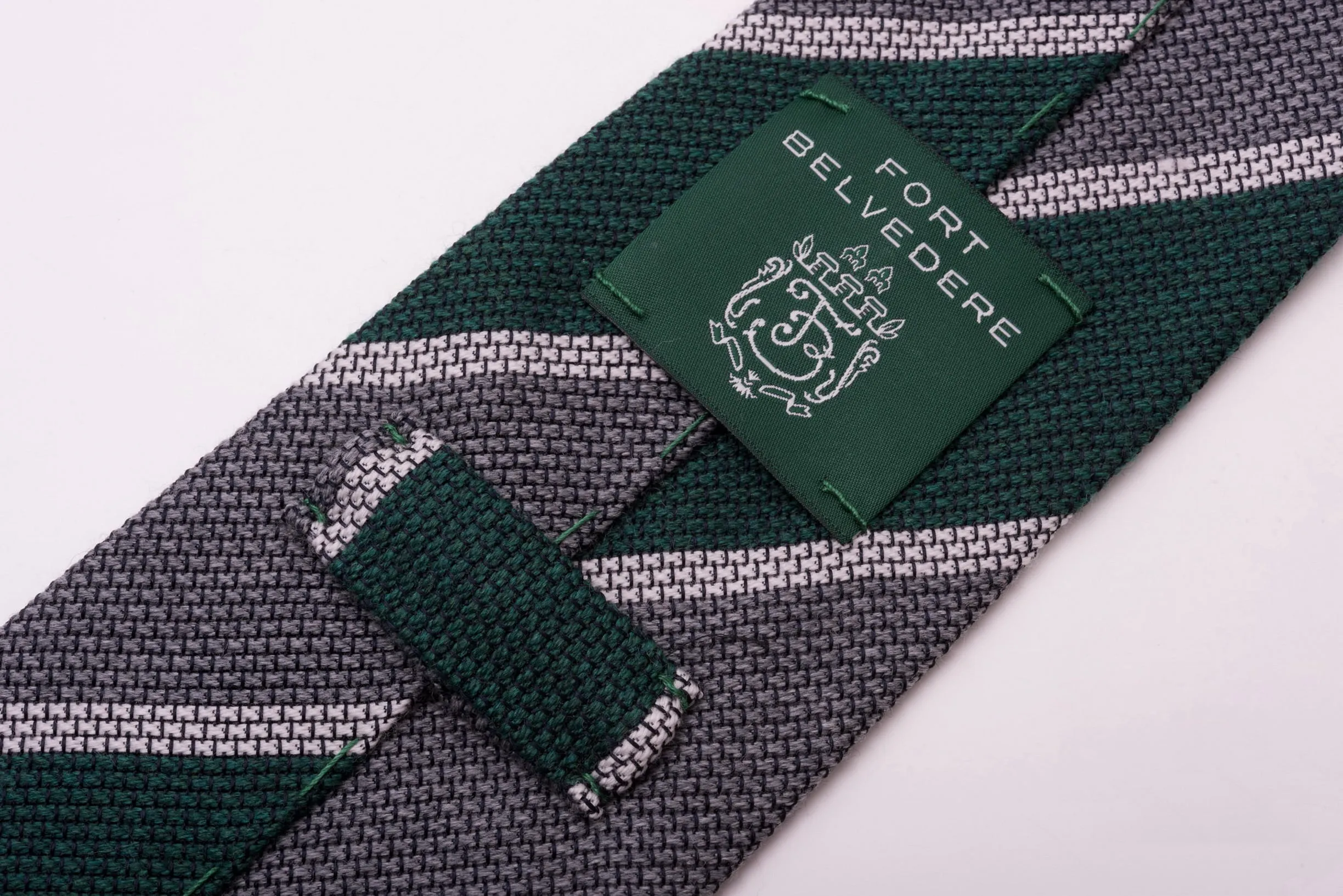 Dark Green & Gray Cashmere Wool Grenadine Tie