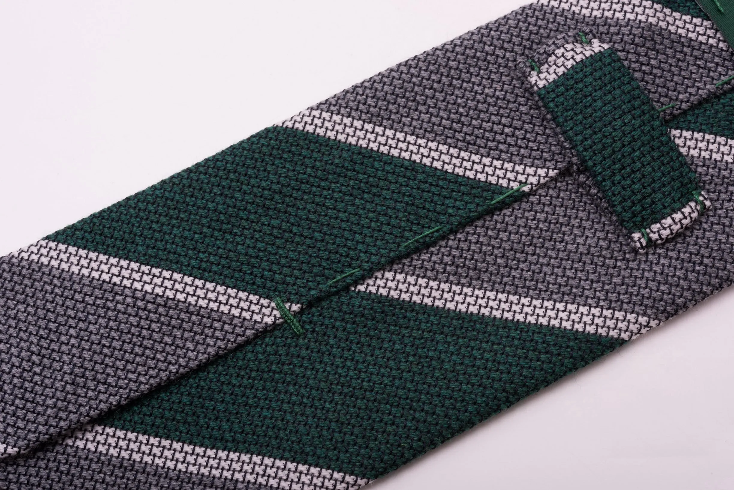 Dark Green & Gray Cashmere Wool Grenadine Tie