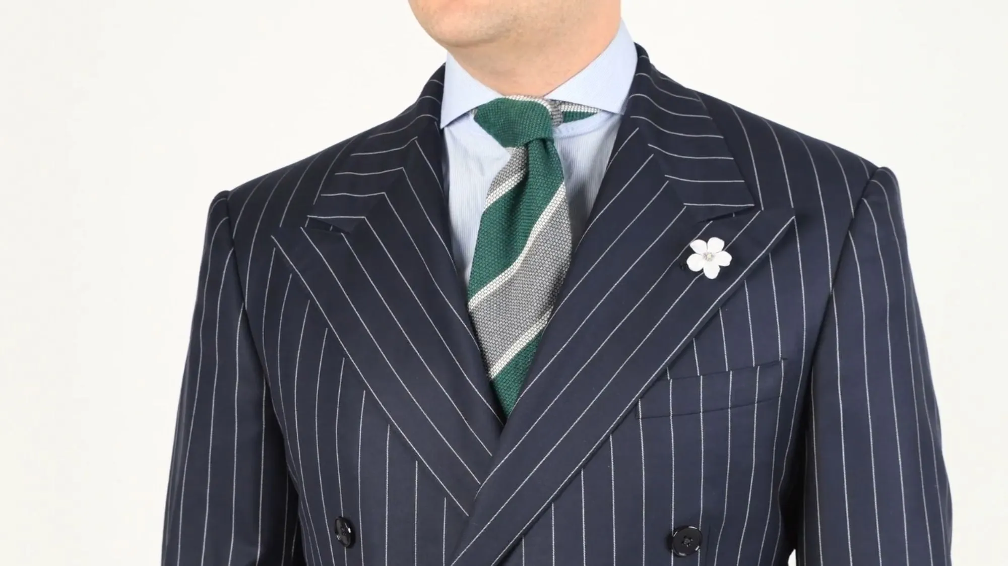 Dark Green & Gray Cashmere Wool Grenadine Tie