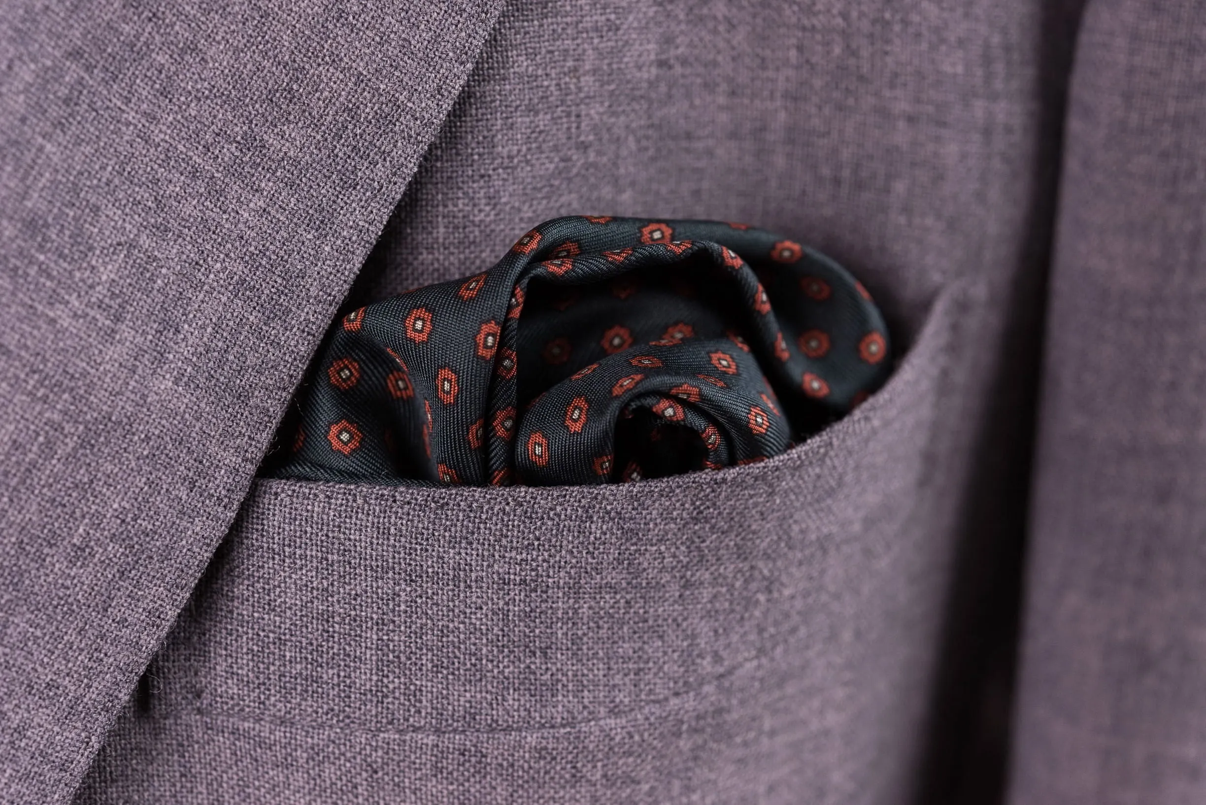 Dark Green Dot & Paisley Silk Pocket Square