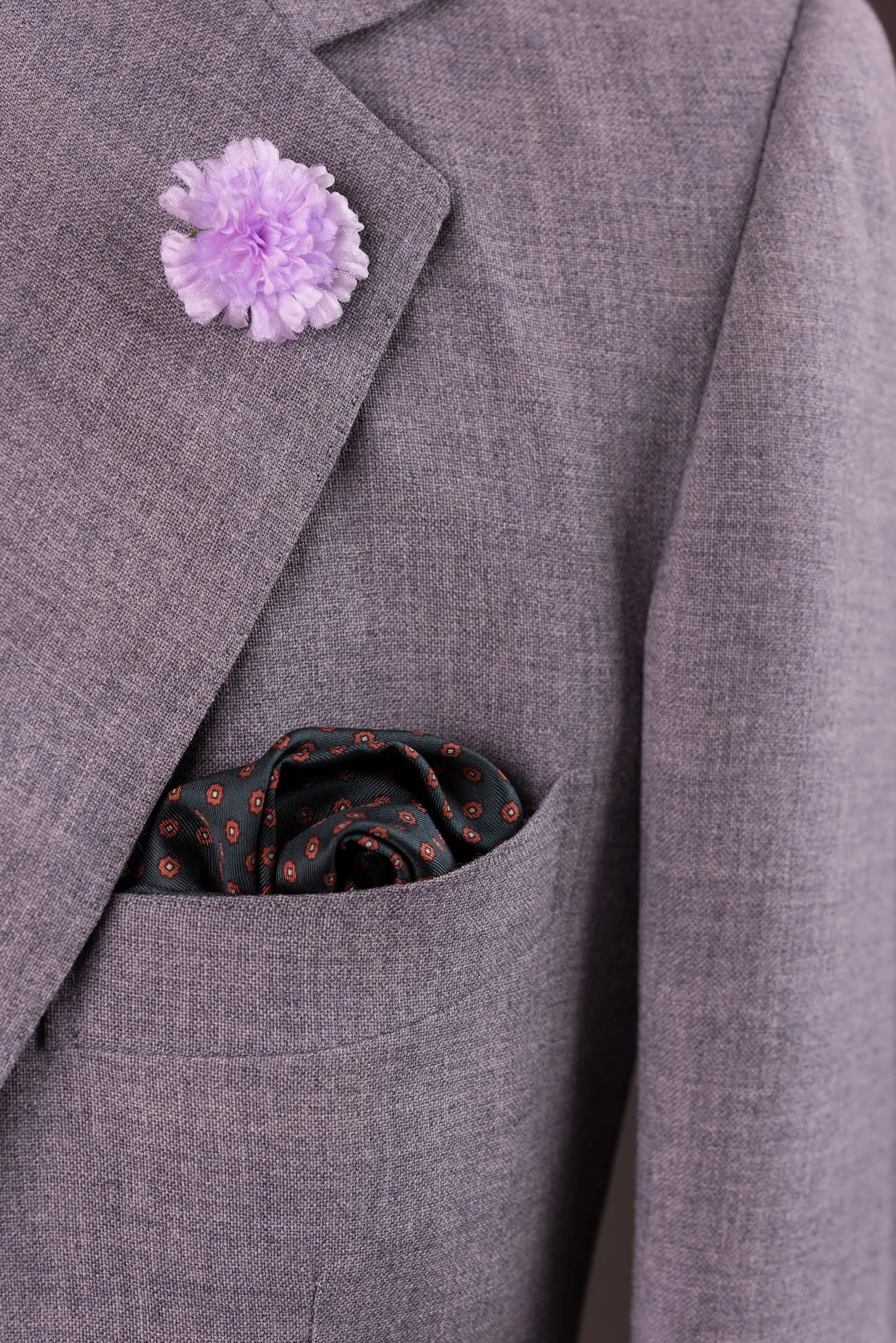 Dark Green Dot & Paisley Silk Pocket Square