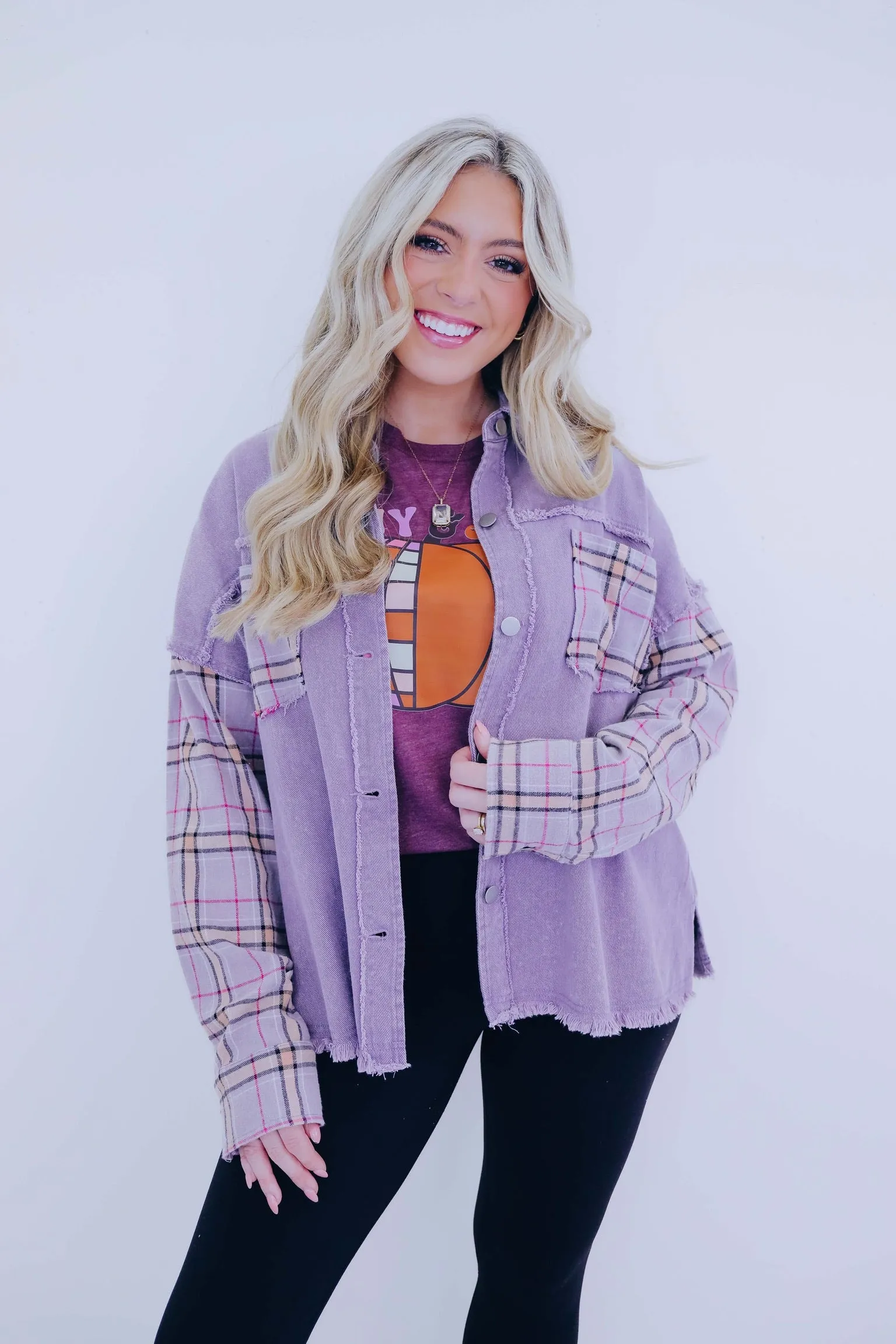 Dixie Denim N Plaid Lightweight Shacket - 2 Colors