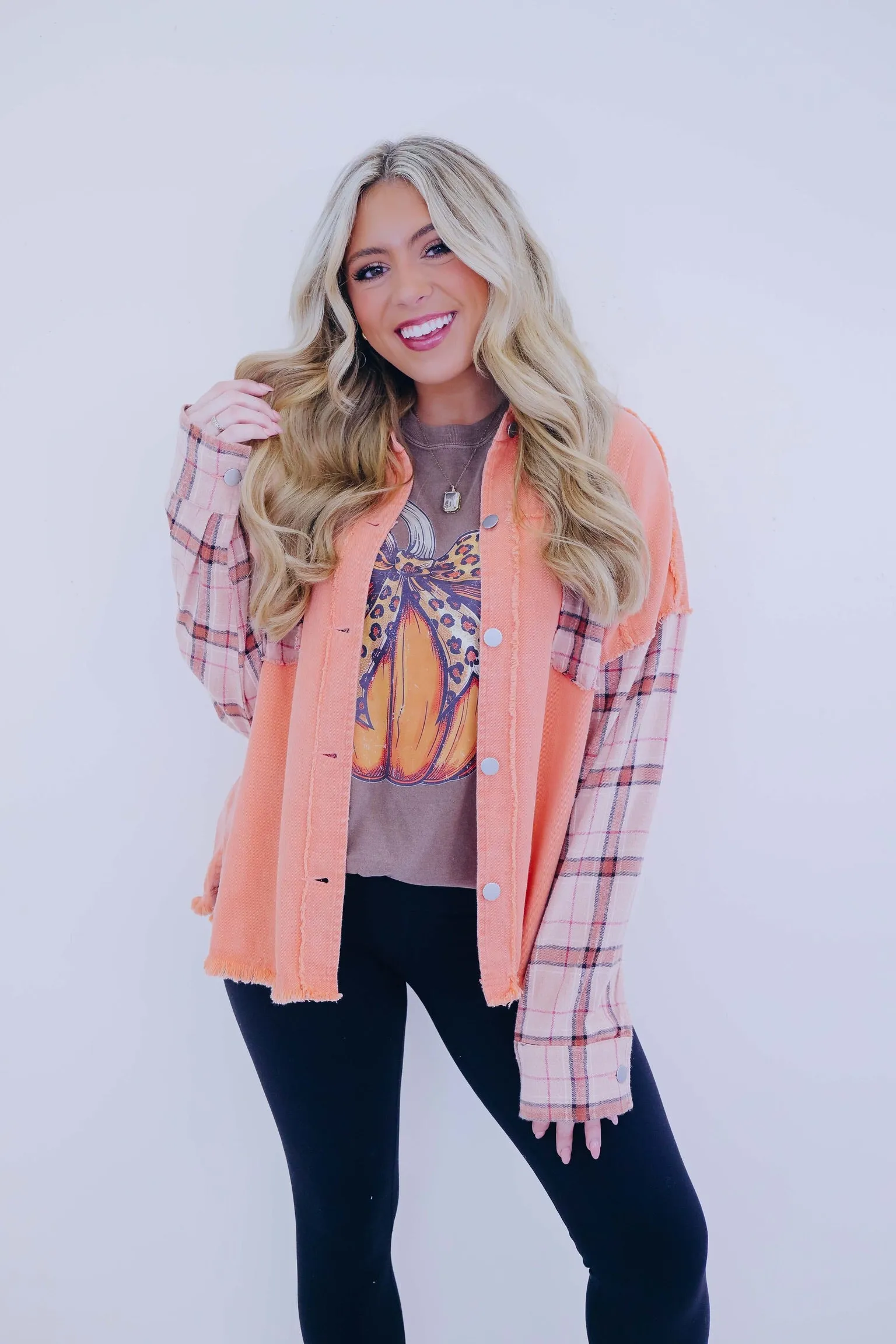 Dixie Denim N Plaid Lightweight Shacket - 2 Colors