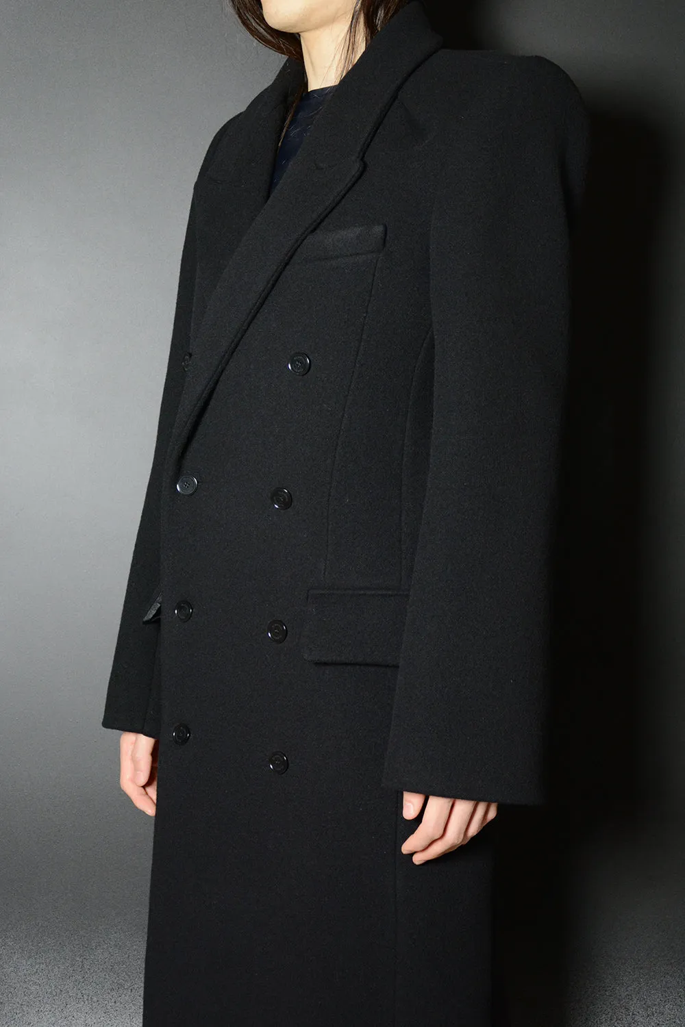 DOUBLE BREASTED COLLARBONE COAT-COAT WOOL