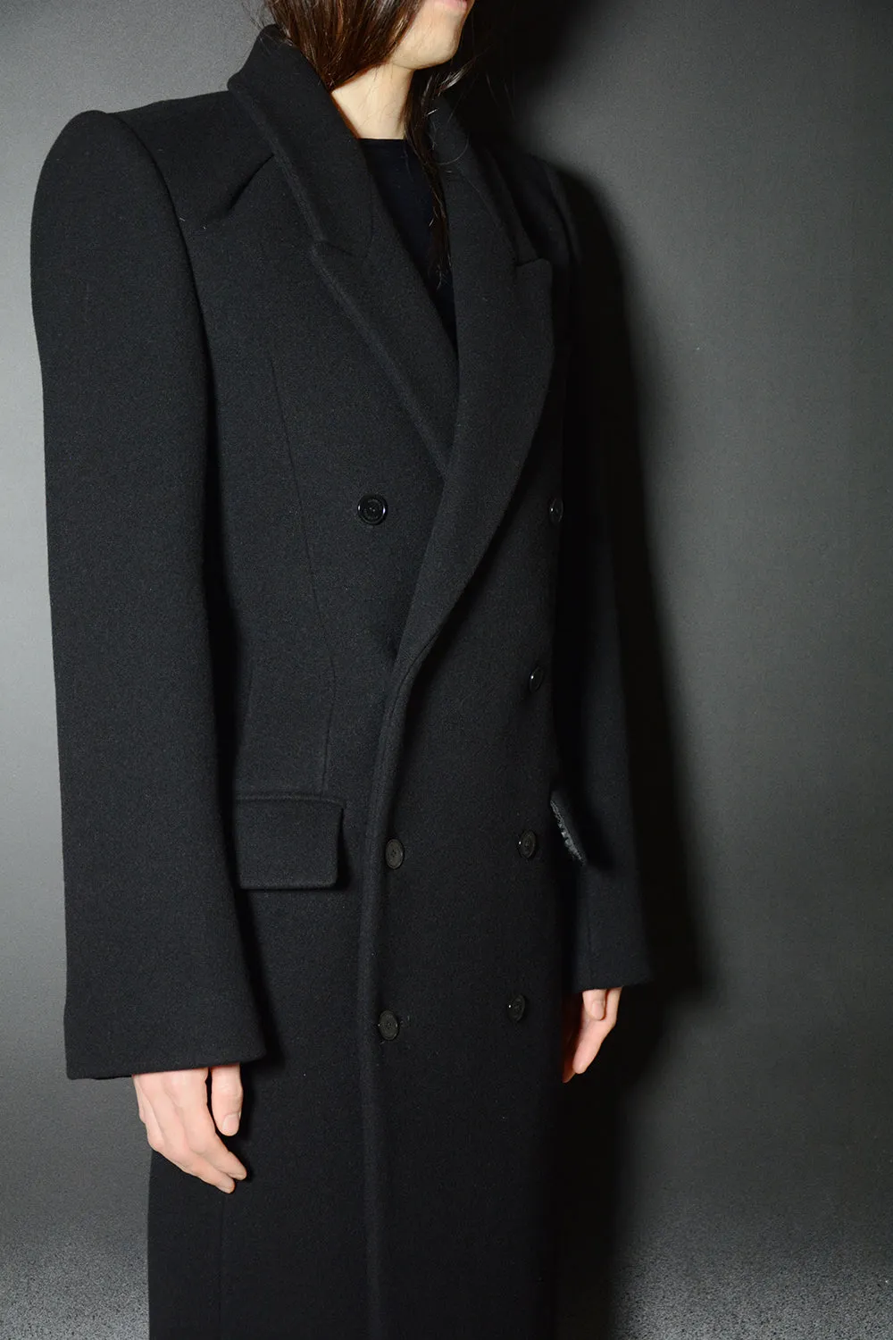 DOUBLE BREASTED COLLARBONE COAT-COAT WOOL