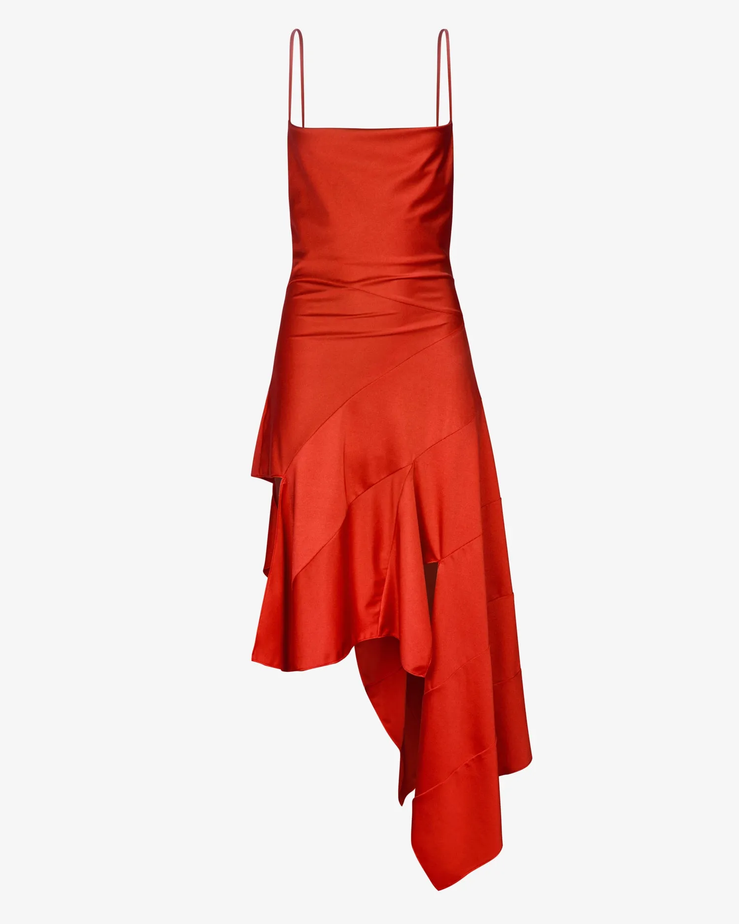 Draped Asymmetric Cowl-Neck Dress