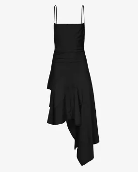 Draped Asymmetric Cowl-Neck Dress