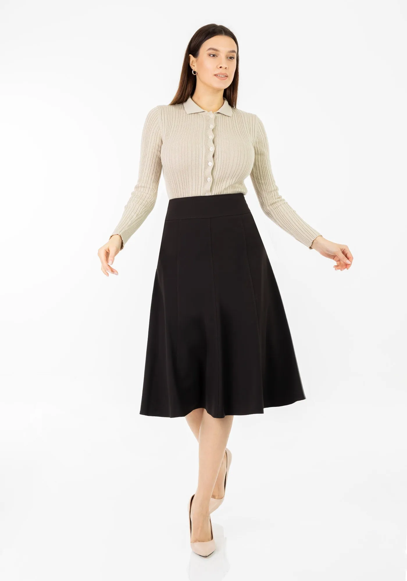 Eight Gore Calf Length Midi Skirt for Every Occasion