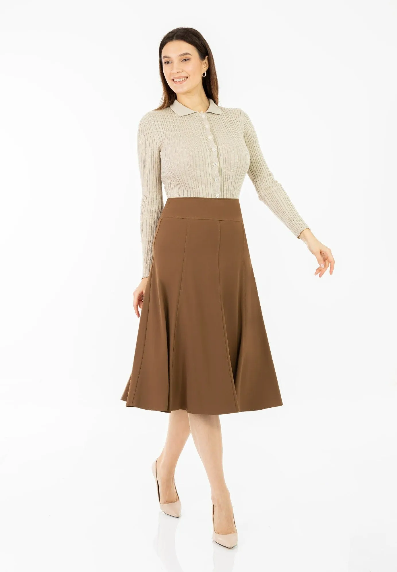 Eight Gore Calf Length Midi Skirt for Every Occasion